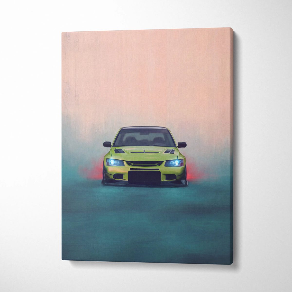 Mitsubishi Lancer Evolution Inspired Automotive Wall Art, JDM Tuner Canvas Print for Living Room