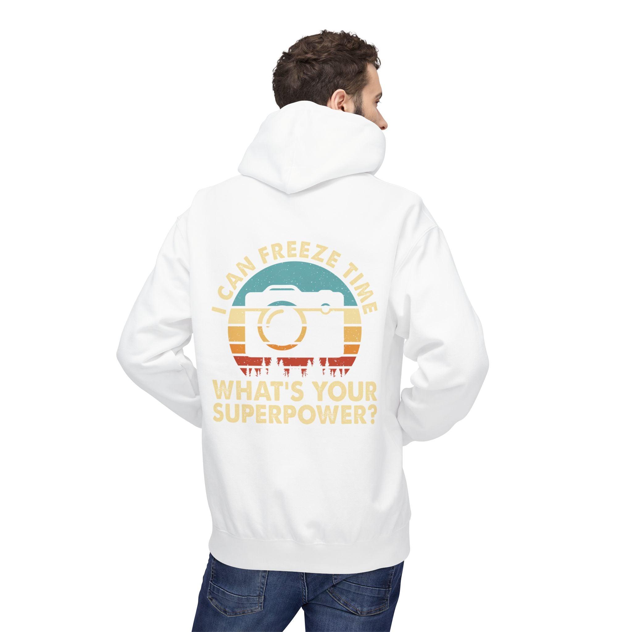"I Can Freeze Time" Cozy Photographer's Fleece Hoodie - Perfect for Creative Souls!