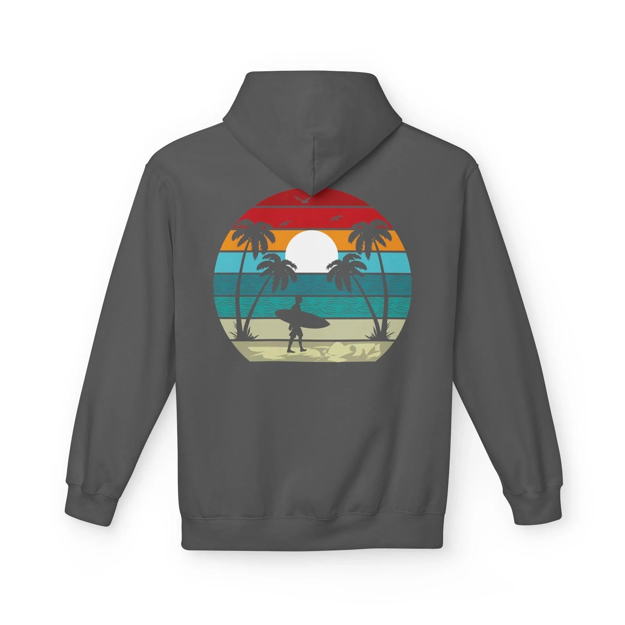 Classic Coastal Vibes Fleece Hoodie - Retro Surfer Style for Ultimate Comfort