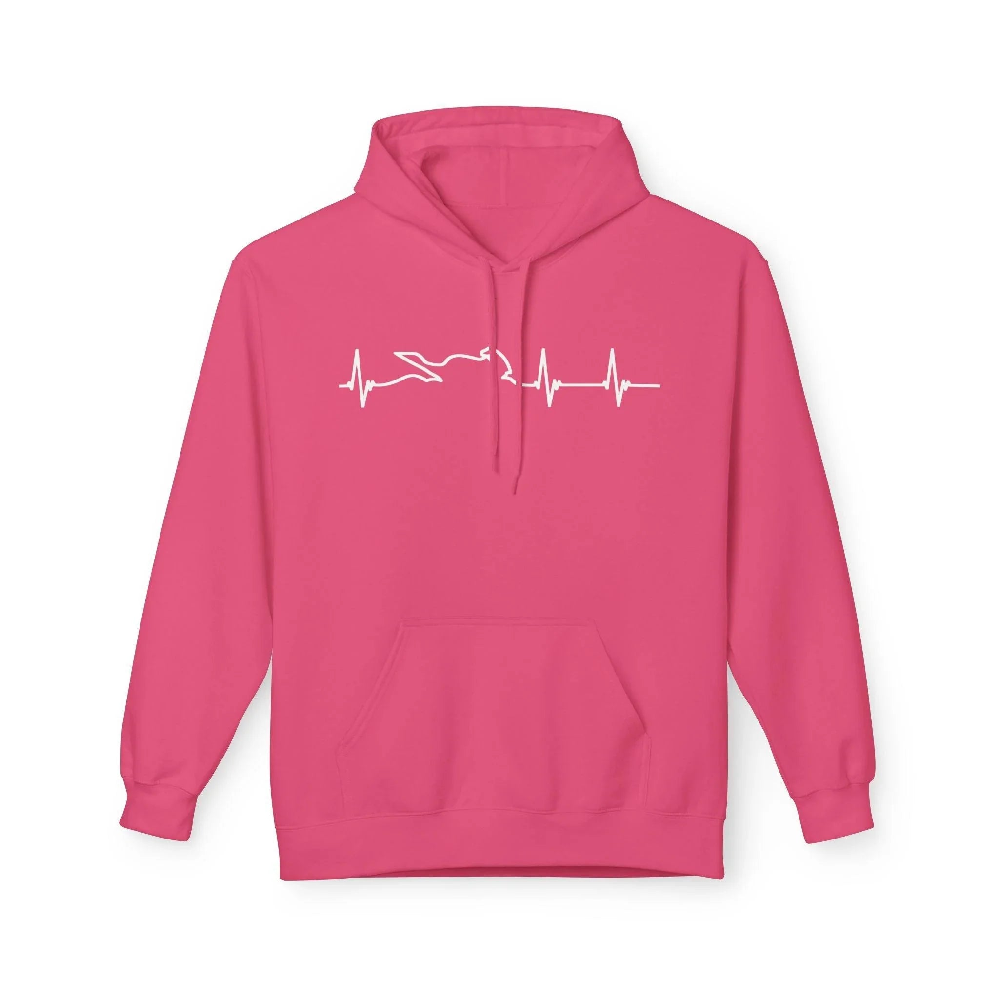 Motorcycle Passion Heartbeat Fleece Pullover Hoodie
