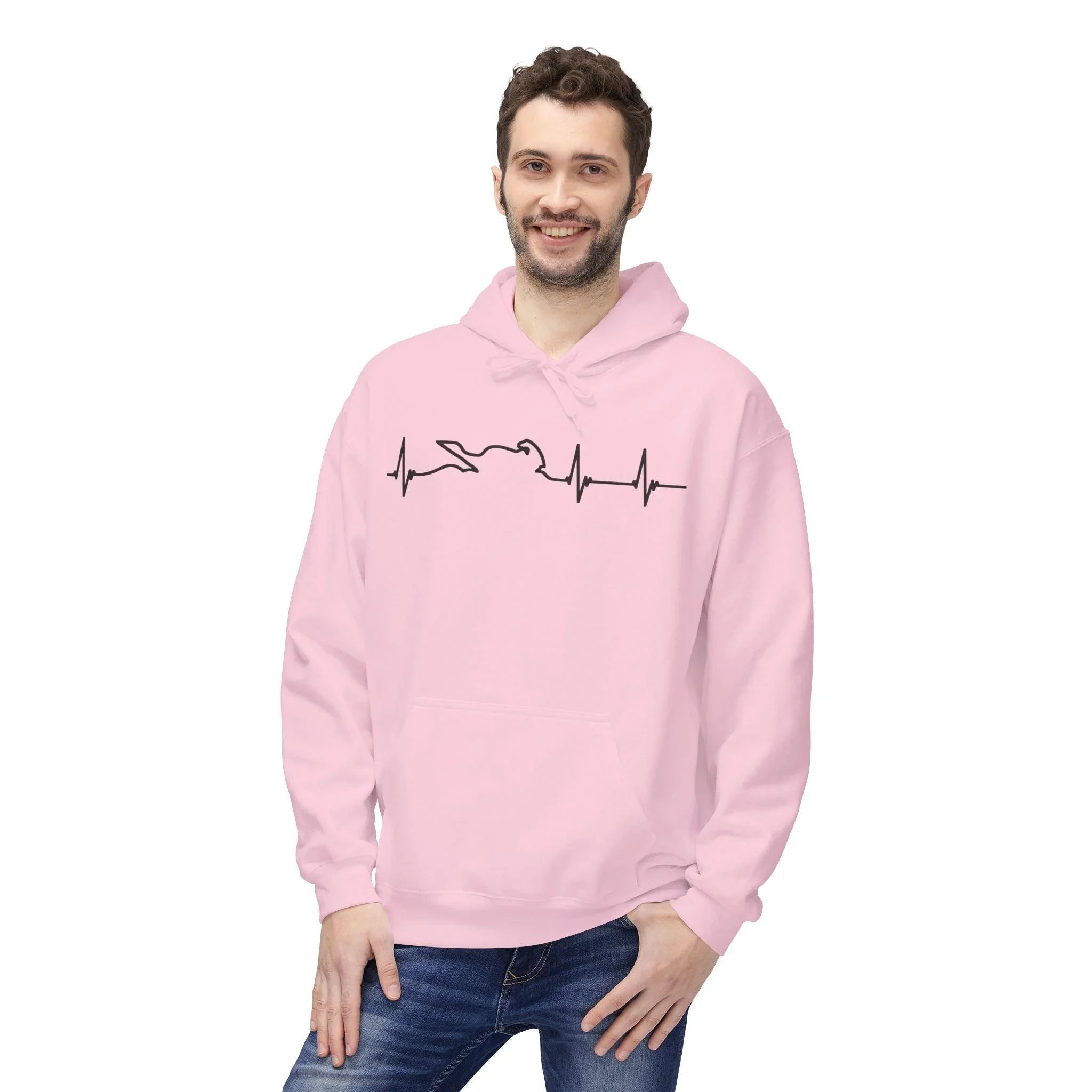 Motorcycle Passion Heartbeat Fleece Pullover Hoodie