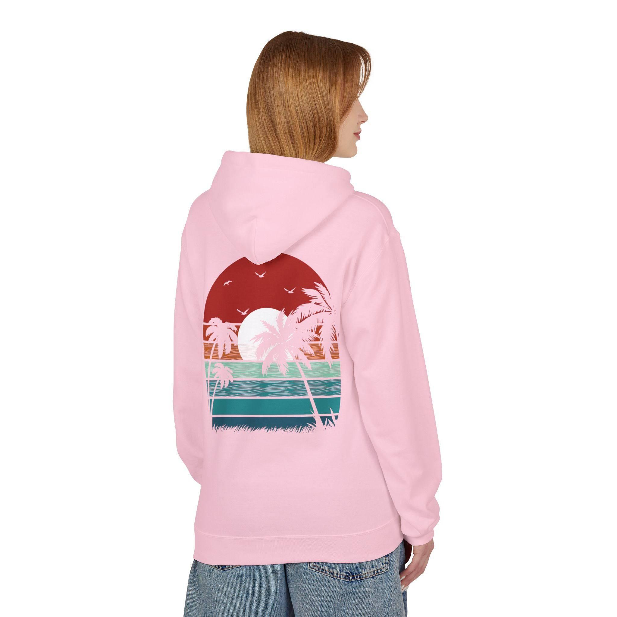 Cozy Retro Palm Tree Sunset Fleece Pullover Hoodie for Ultimate Comfort