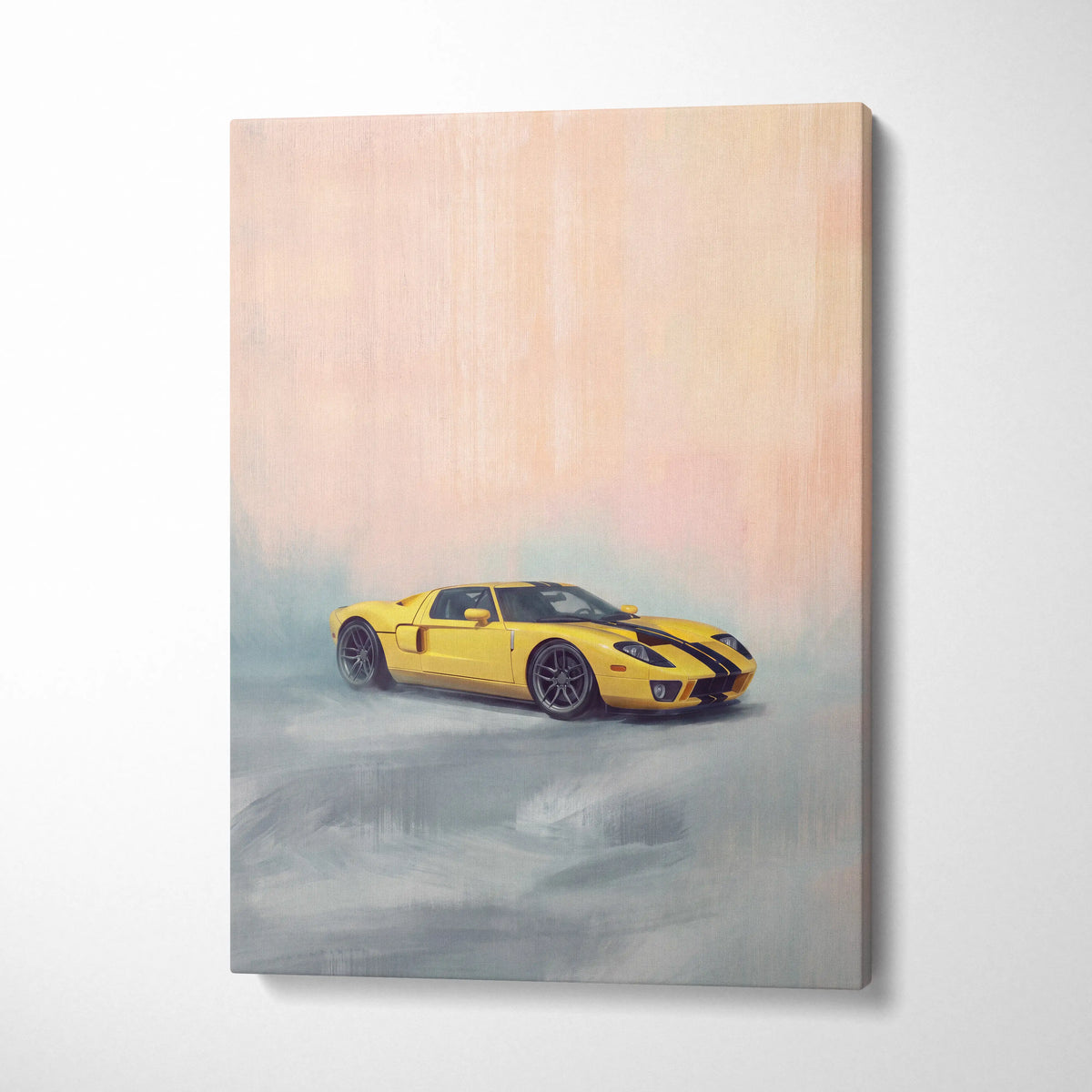 Ford GT Inspired Canvas Art, Racing Supercar Wall Painting for Garage Decor