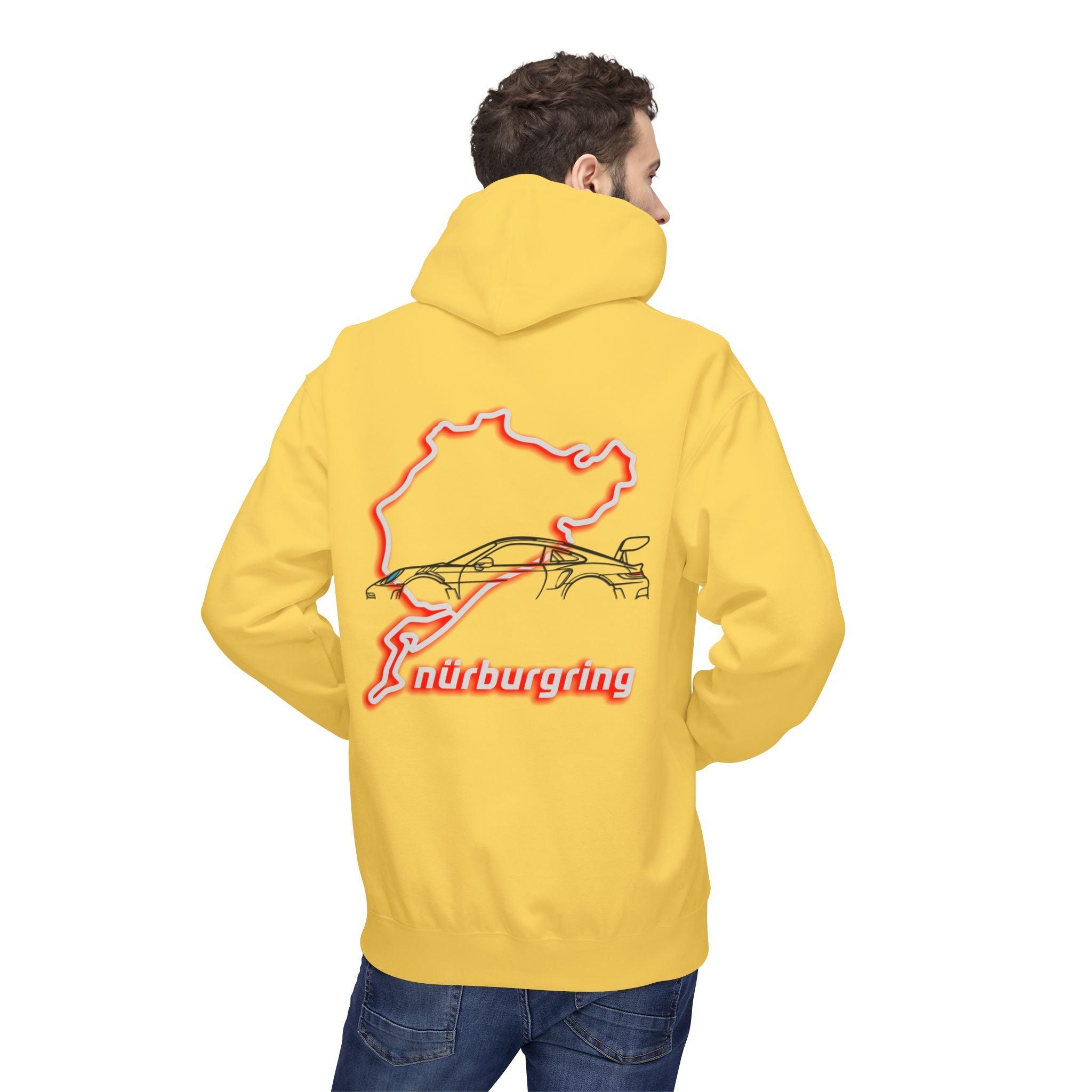 Porsche GT3RS Red Eyes Fleece Hoodie - Nürburgring Race Track Style