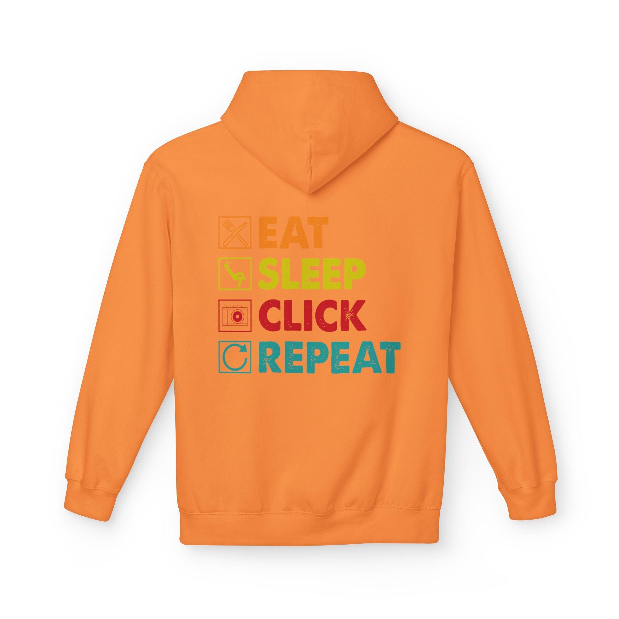 Cozy Photographer Hoodie - "Capture the Moment: Eat, Sleep, Click, Repeat" Fleece Design