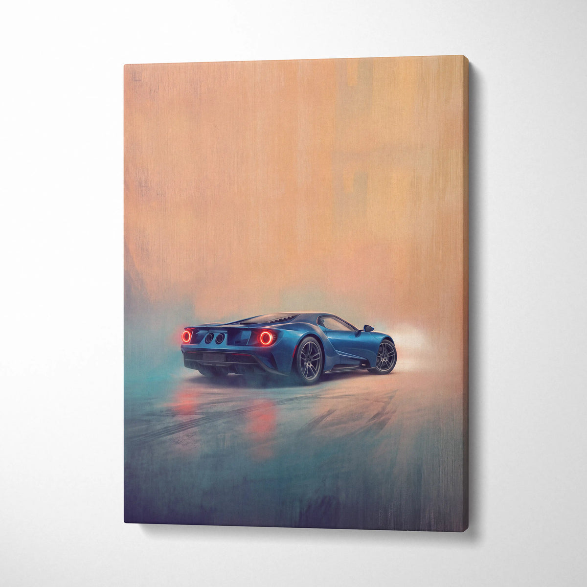 Ford GT Inspired Canvas Wall Art, Supercar Painting for Bedroom Decor