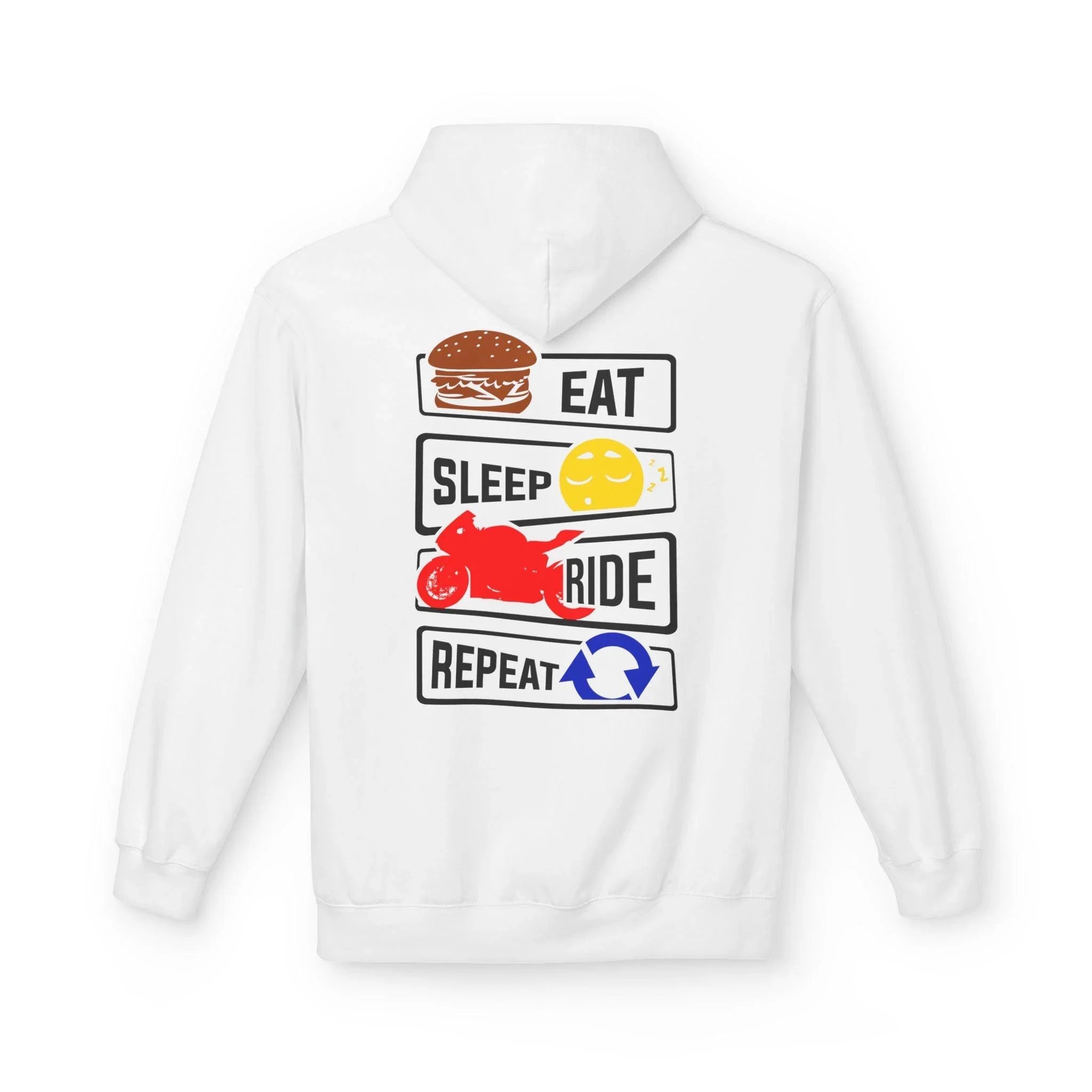 Ride in Style: Eat, Sleep, Repeat Premium Fleece Hoodie