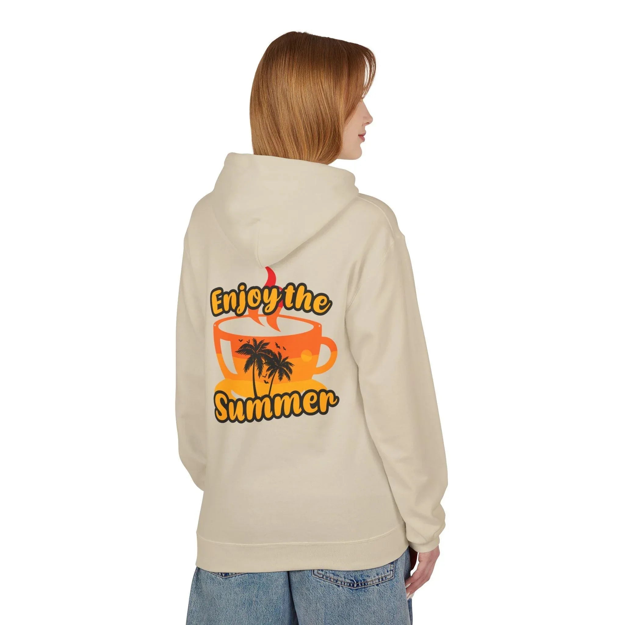 Cozy "Summer Vibes" Coffee Fleece Hoodie for Ultimate Comfort and Style