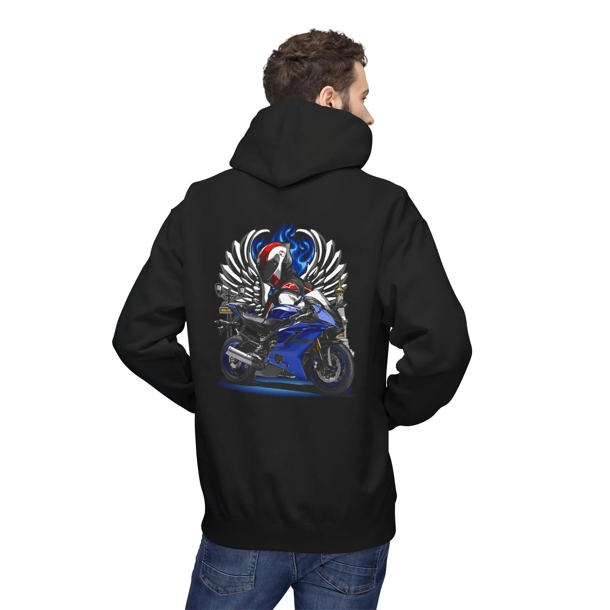 Yamaha R6 Winged Biker Fleece Hoodie - Ultimate Comfort for Motorcycle Lovers