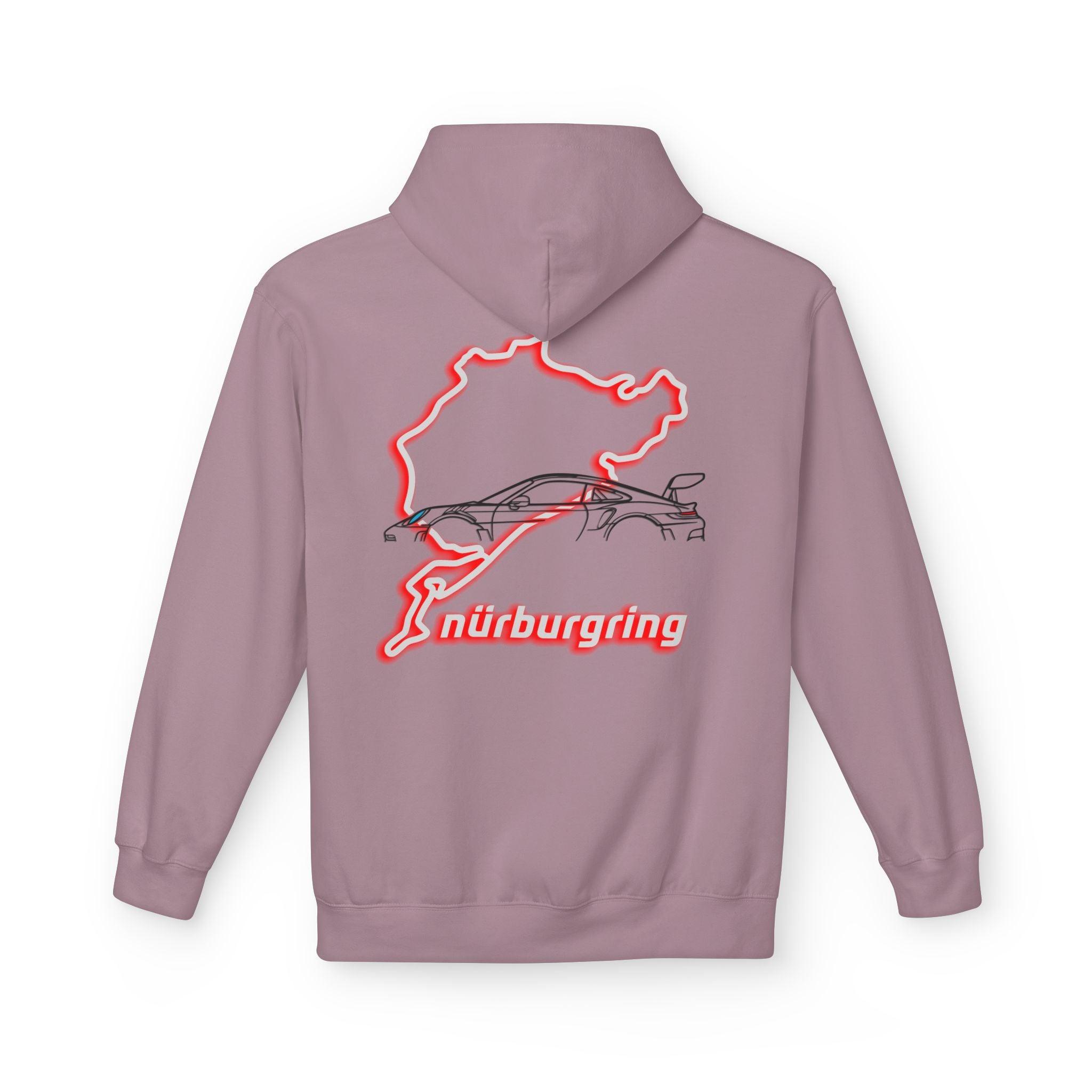 Porsche GT3RS Red Eyes Fleece Hoodie - Nürburgring Race Track Style