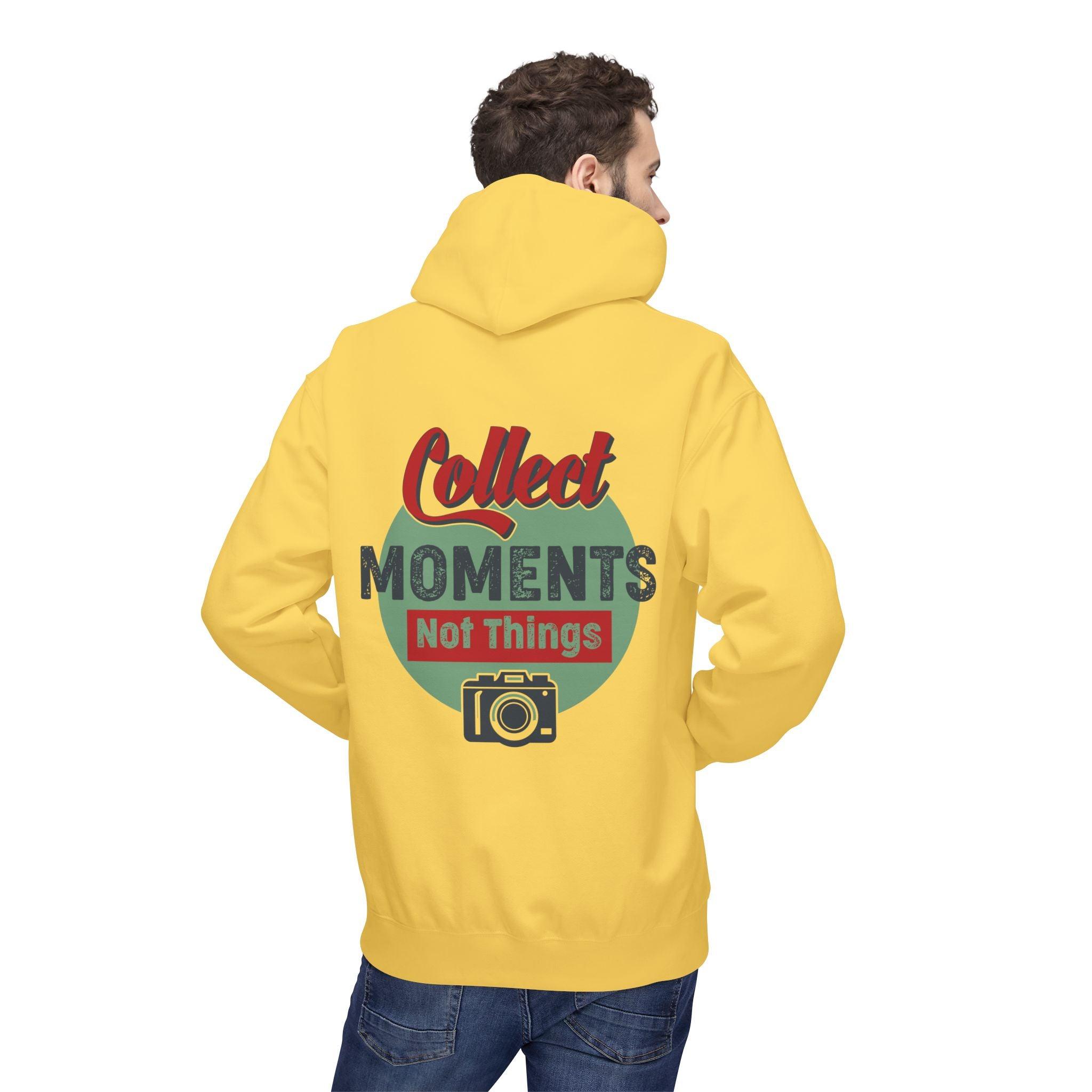 Adventure-Ready Fleece Hoodie: 'Collect Moments, Not Things' for Passionate Photographers