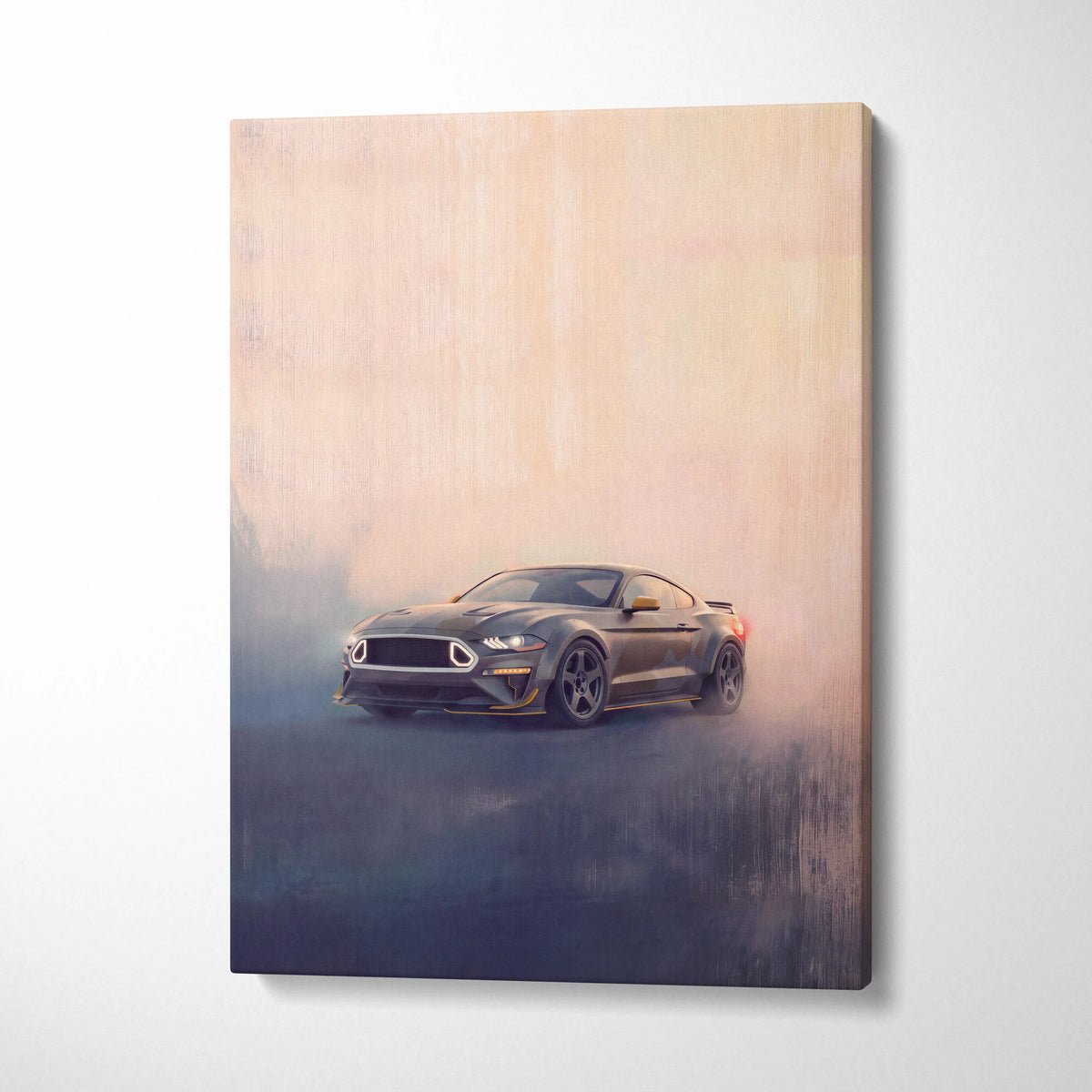 Ford Mustang Inspired Canvas Art, Performance Tuner Car Wall Painting for Garage Decor