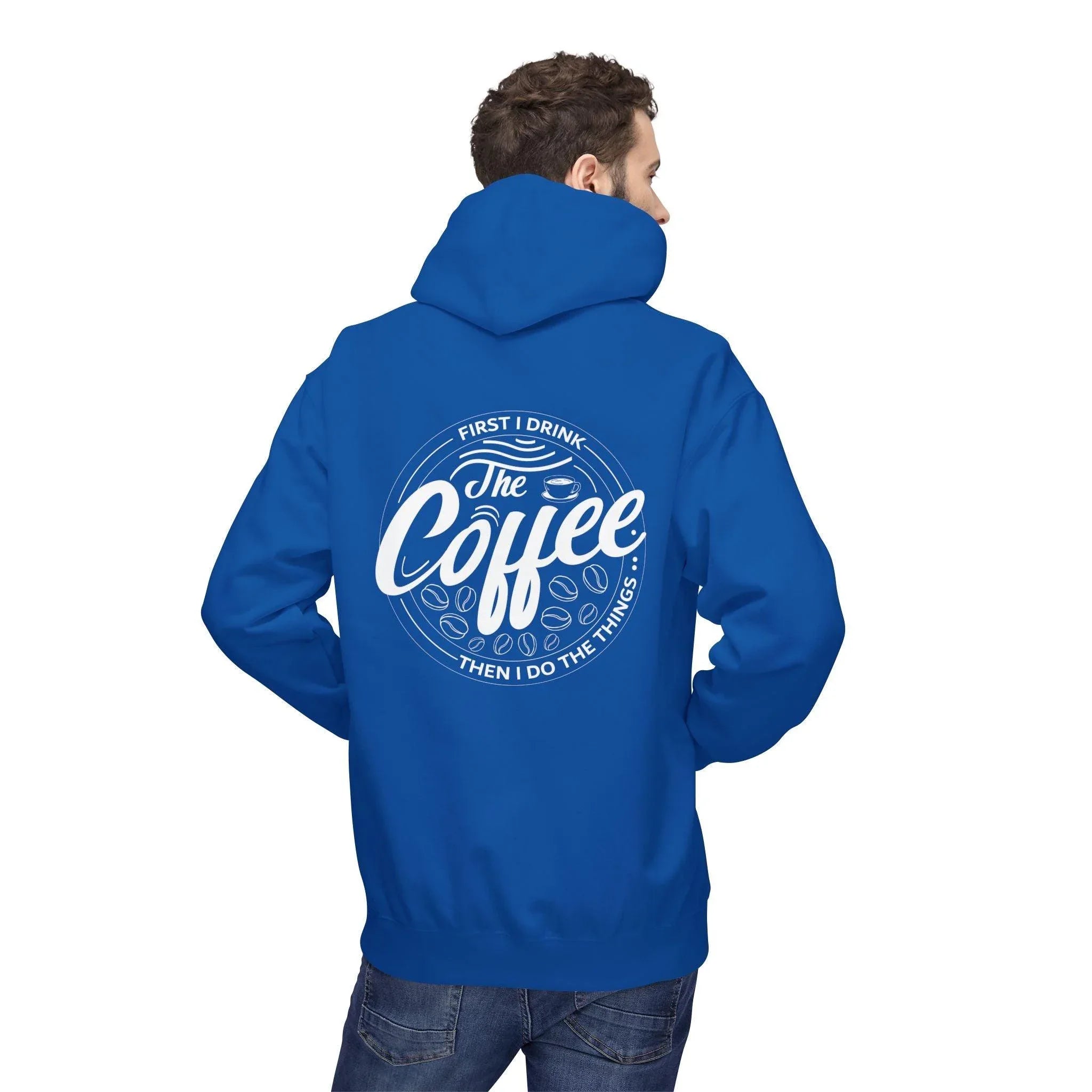 Cozy Up with the "Coffee First" Premium Fleece Hoodie