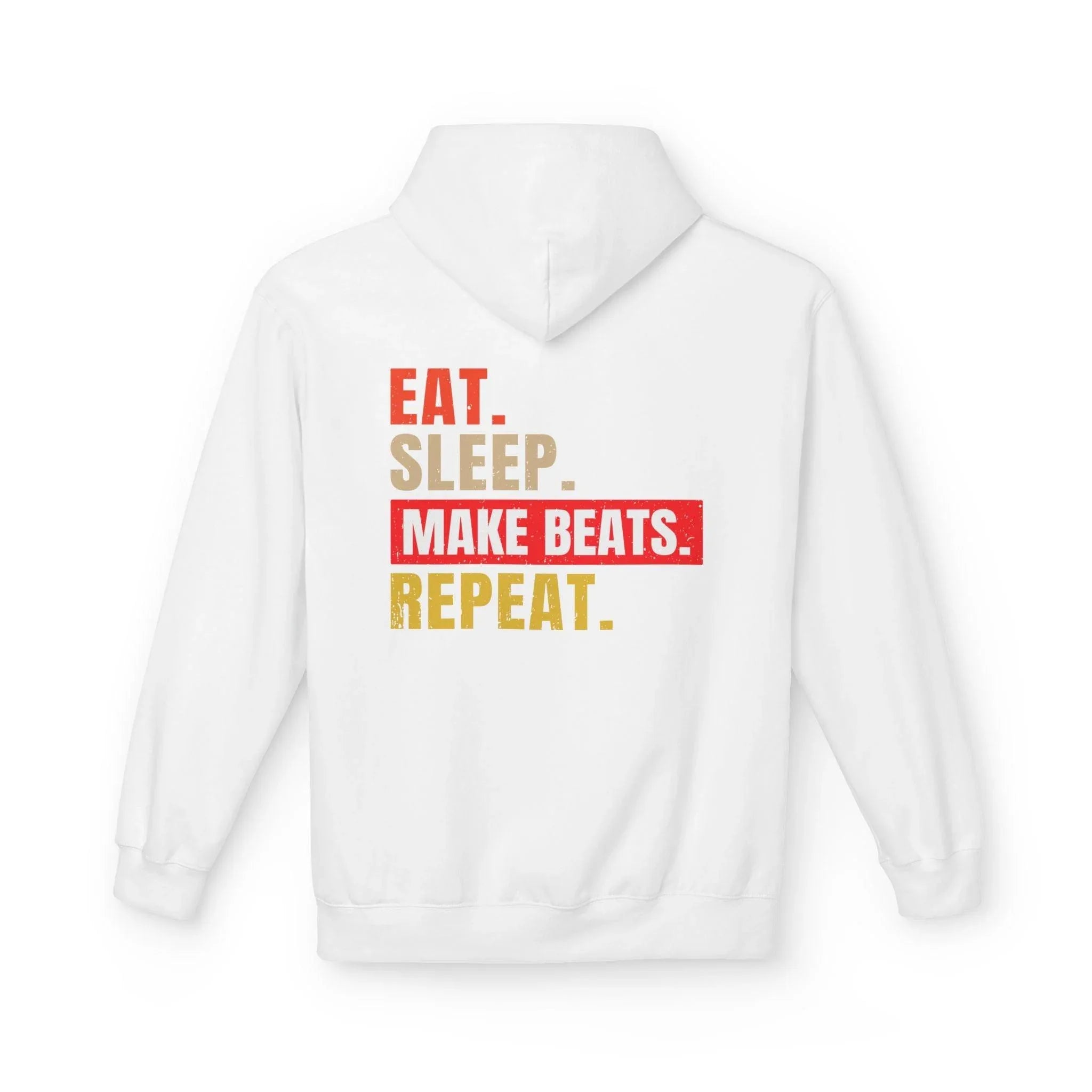 Cozy Music Producer Hoodie: 'Eat. Sleep. Make Beats. Repeat' Fleece Design