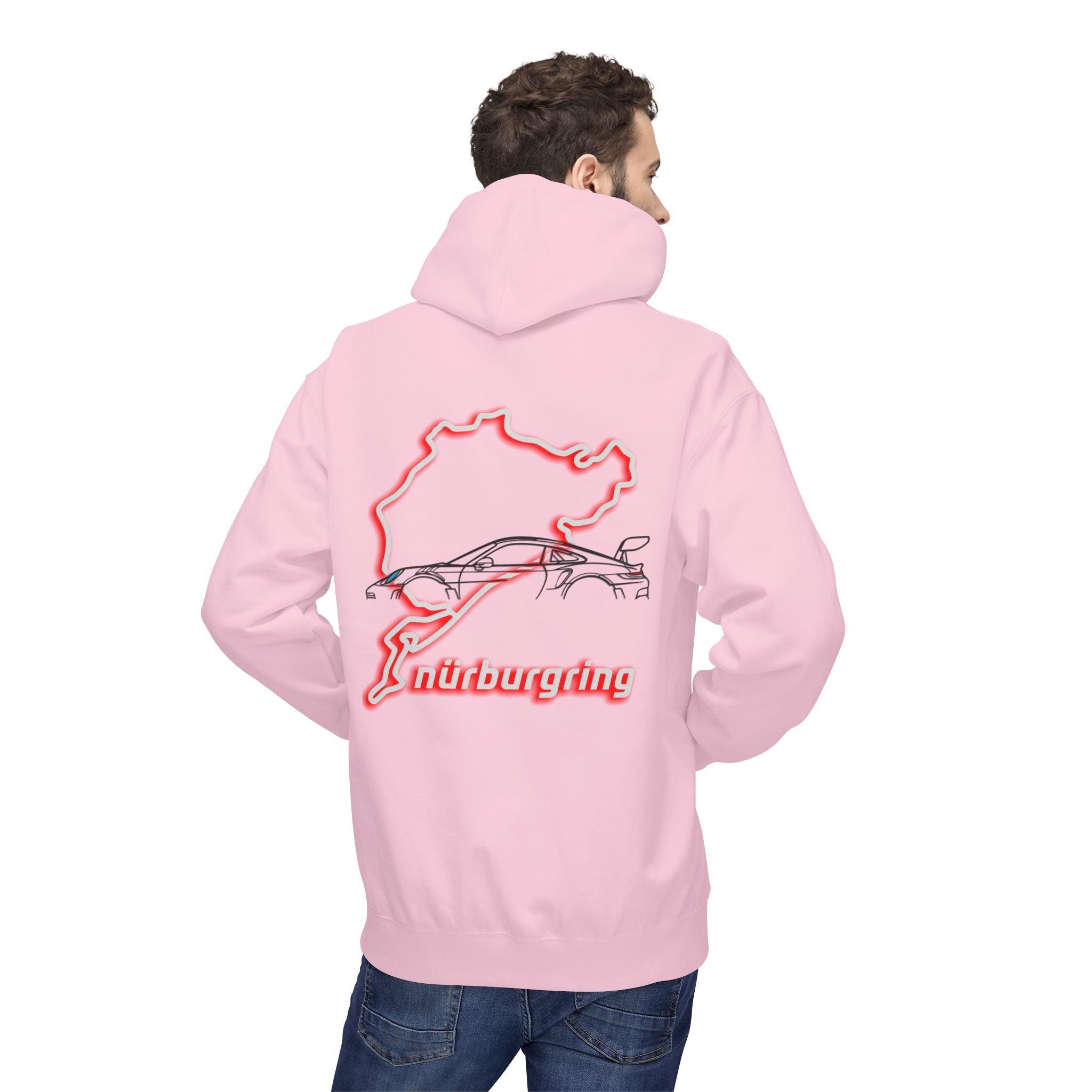 Porsche GT3RS Red Eyes Fleece Hoodie - Nürburgring Race Track Style