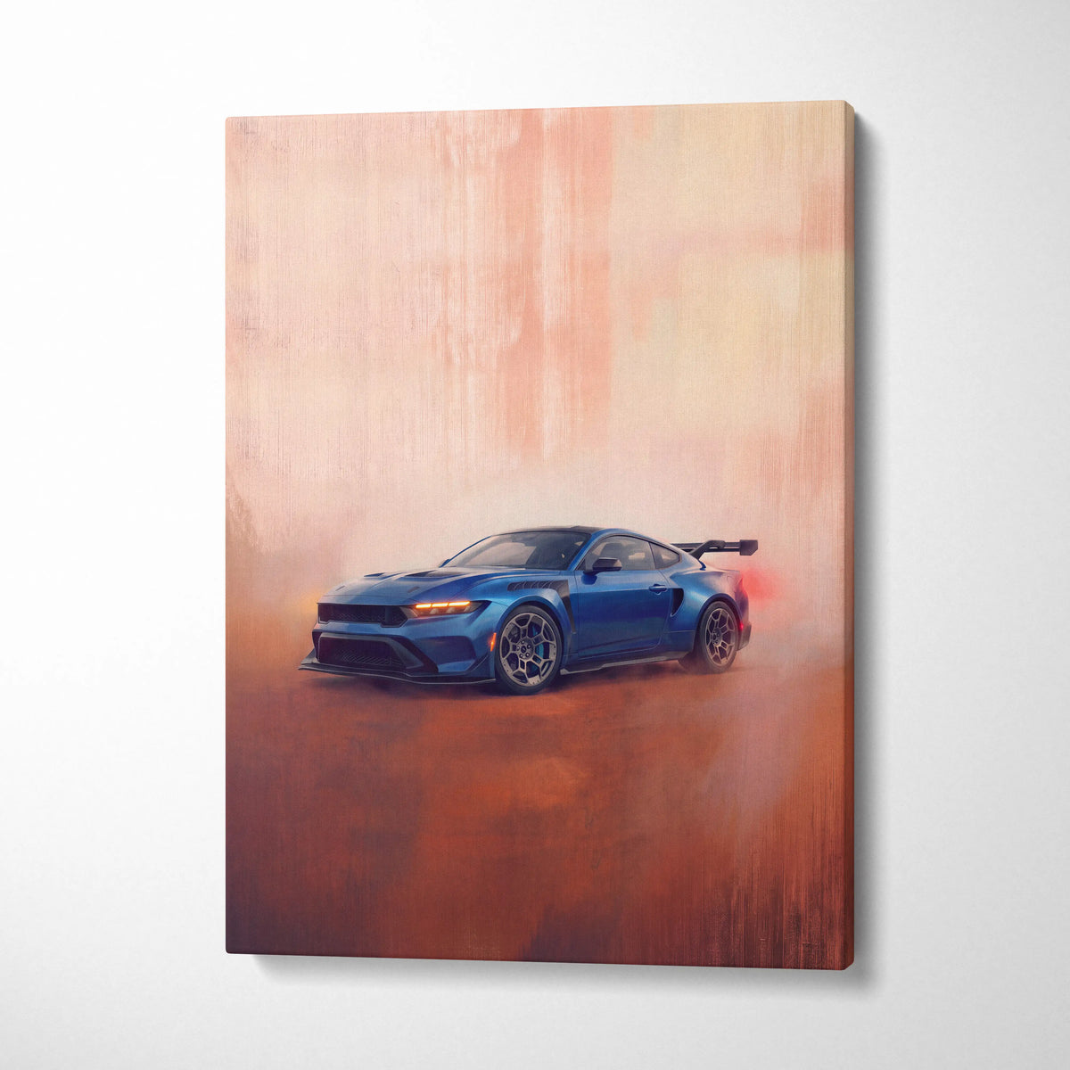 Blue dodge charger srt hellcat art print on canvas for living room ford mustang gtd inspired muscle car wall art