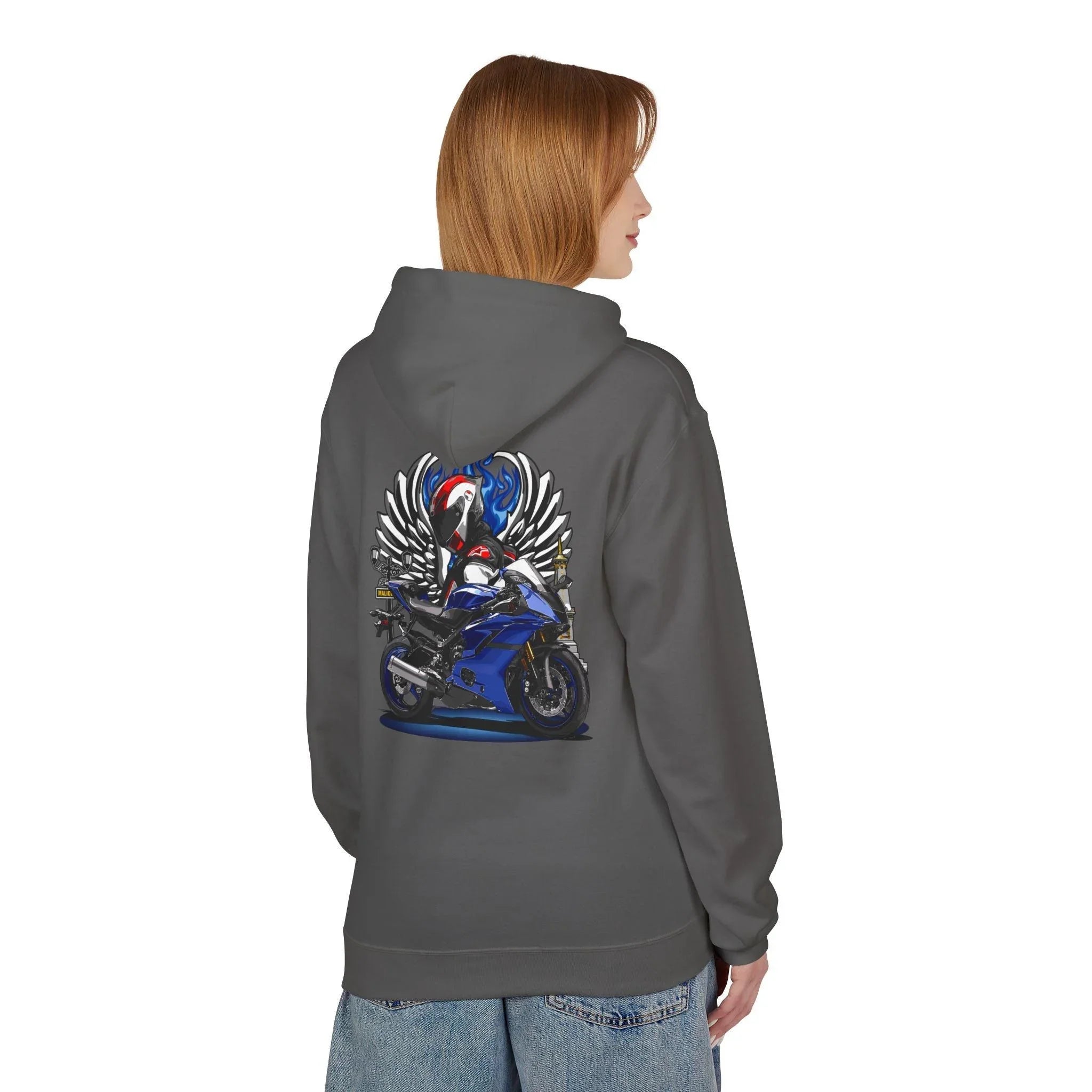 Yamaha R6 Winged Biker Fleece Hoodie - Ultimate Comfort for Motorcycle Lovers