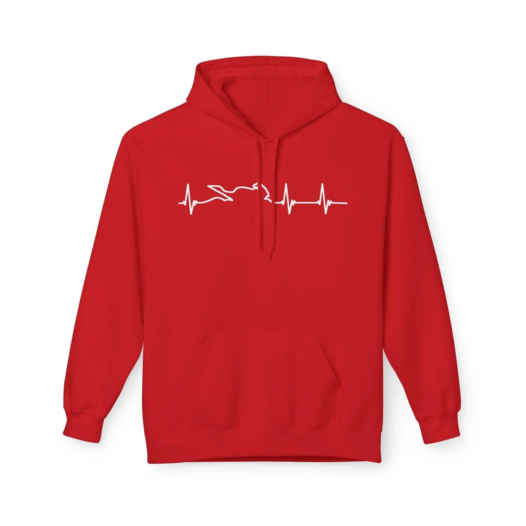 Motorcycle Passion Heartbeat Fleece Pullover Hoodie