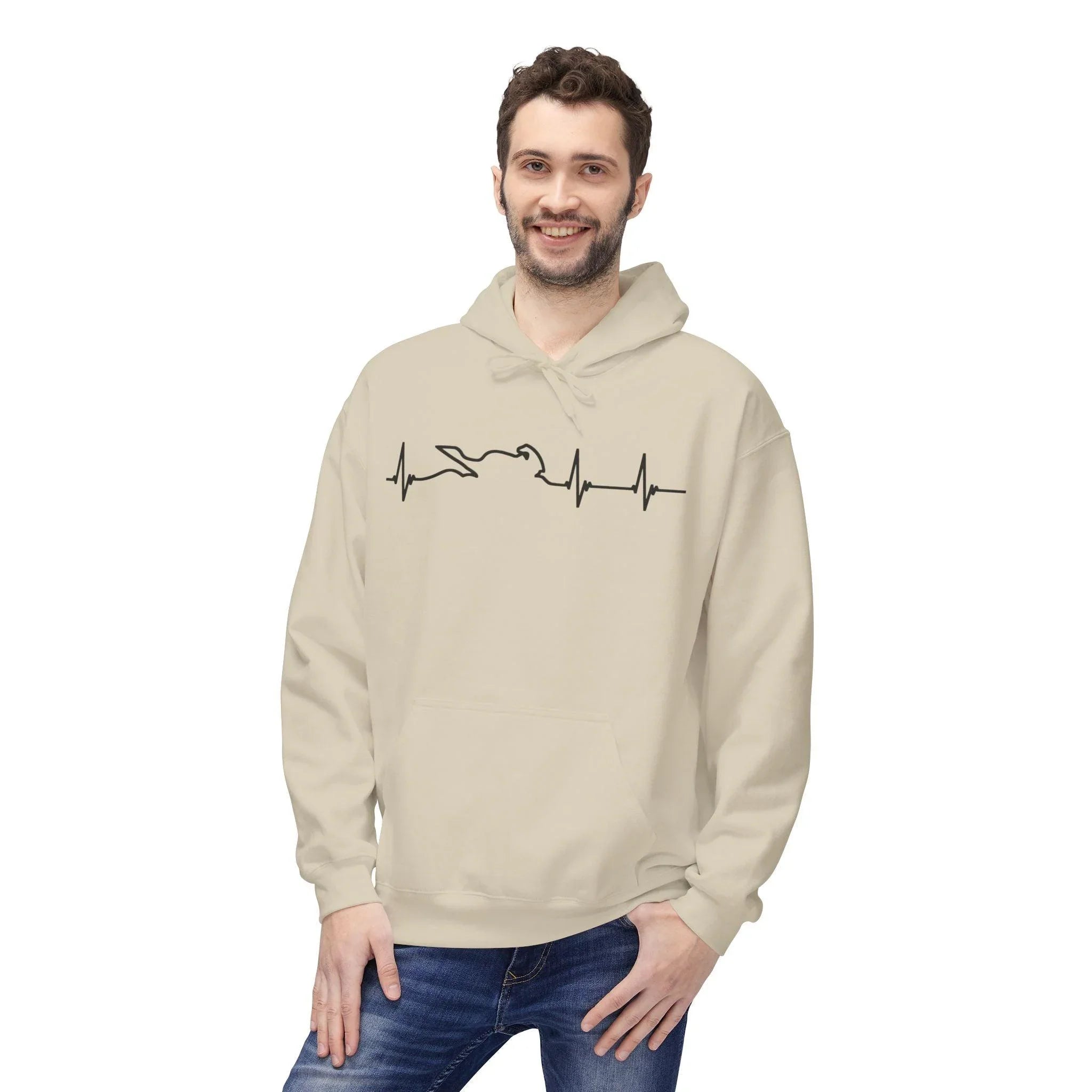 Motorcycle Passion Heartbeat Fleece Pullover Hoodie