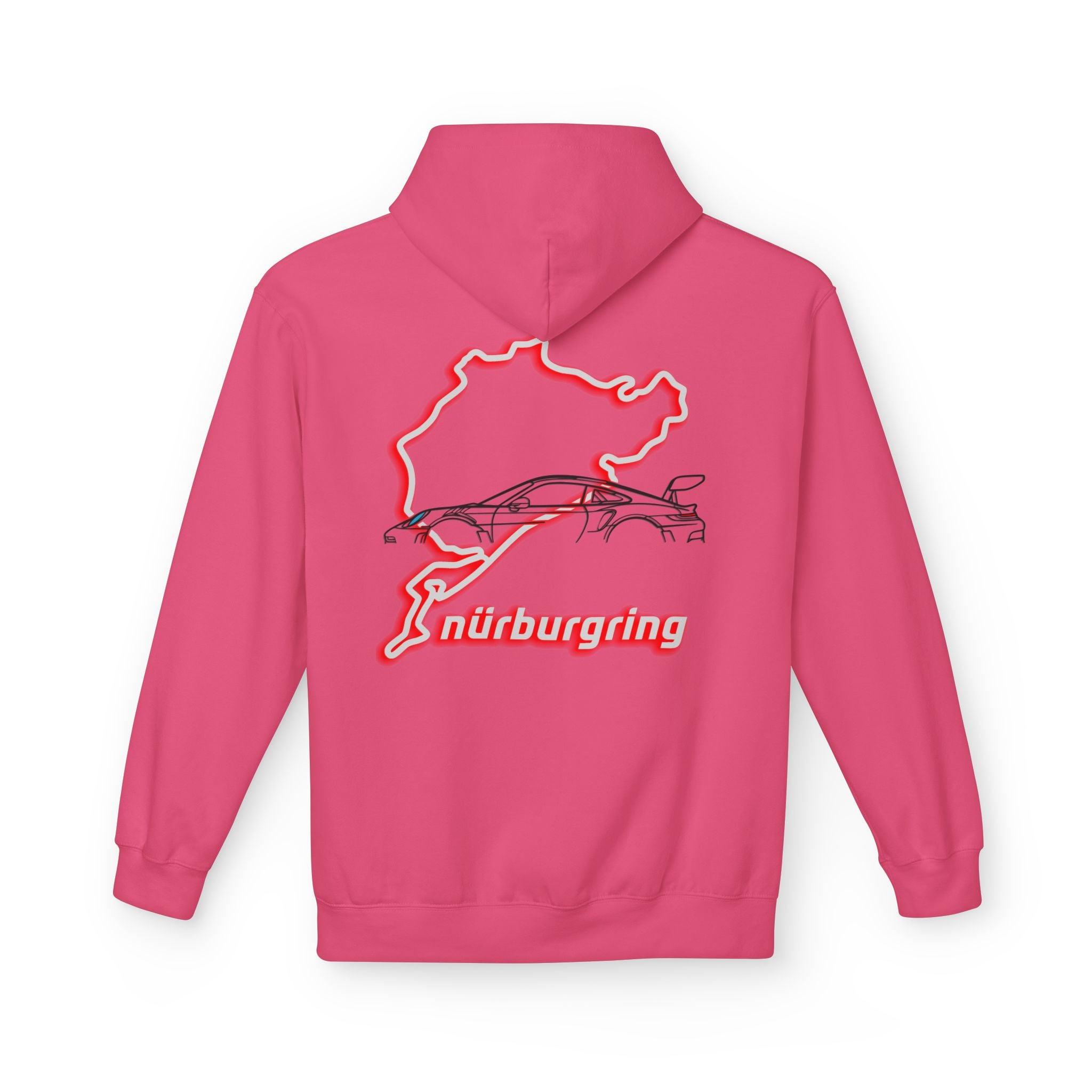 Porsche GT3RS Red Eyes Fleece Hoodie - Nürburgring Race Track Style