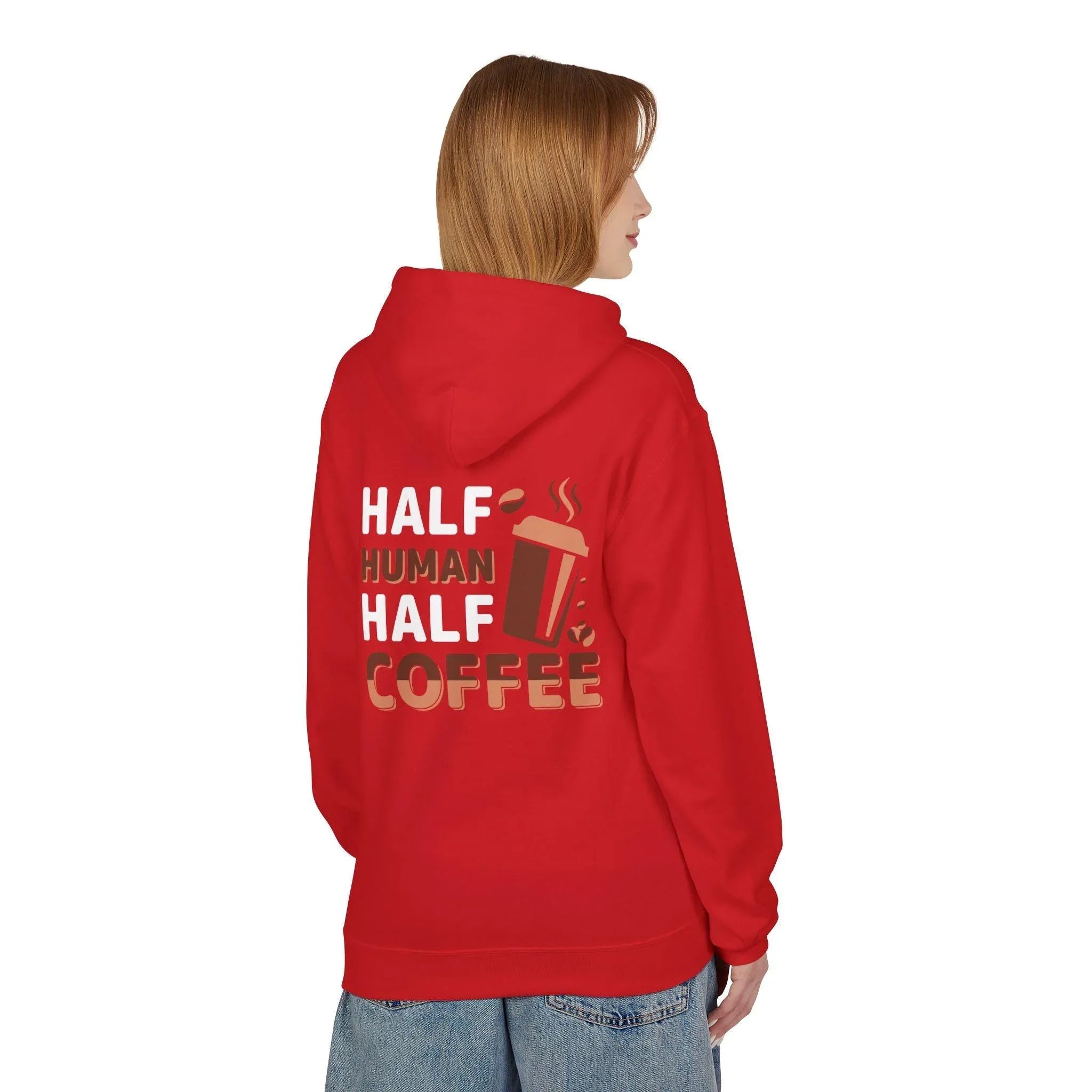 Cozy Coffee Lover's Fleece Hoodie: Half Human, Half Brewed Bliss