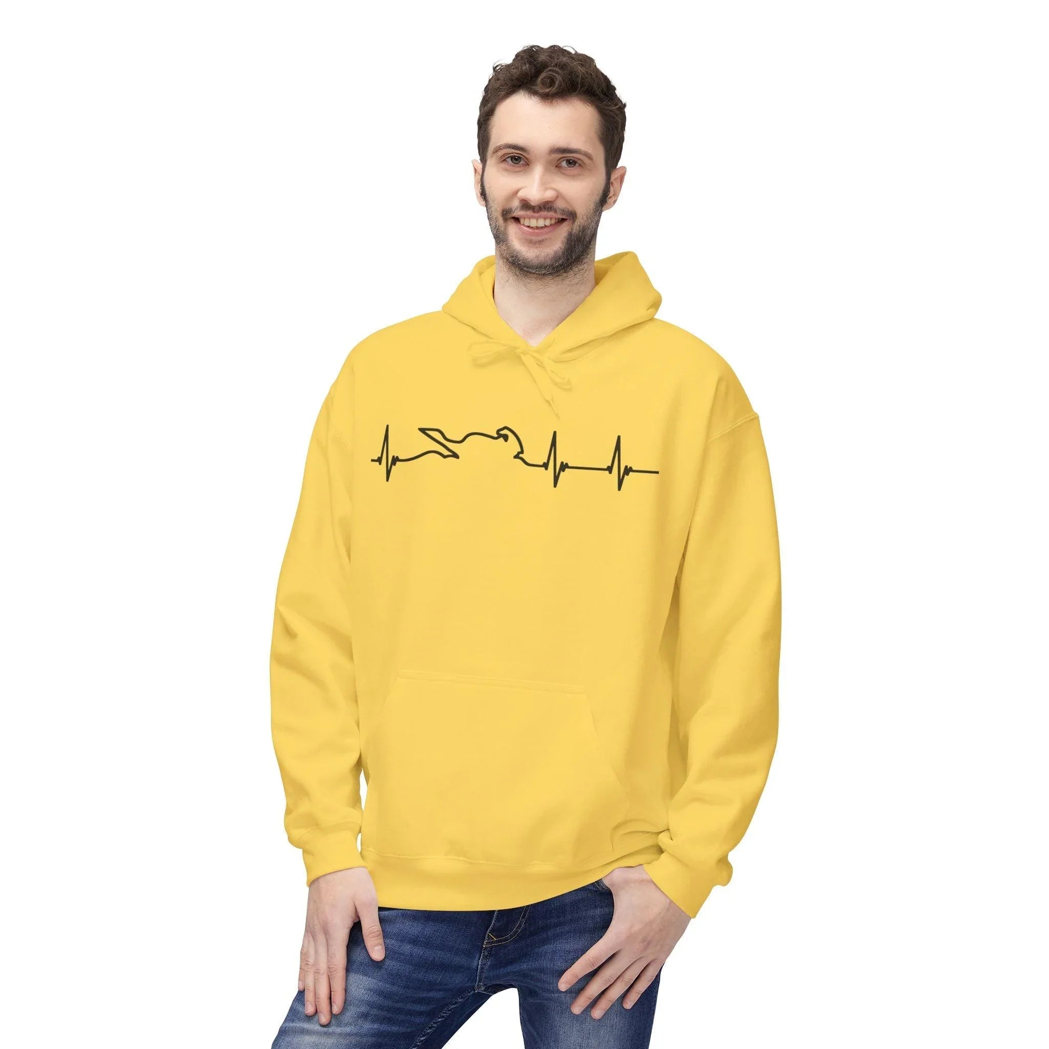 Motorcycle Passion Heartbeat Fleece Pullover Hoodie