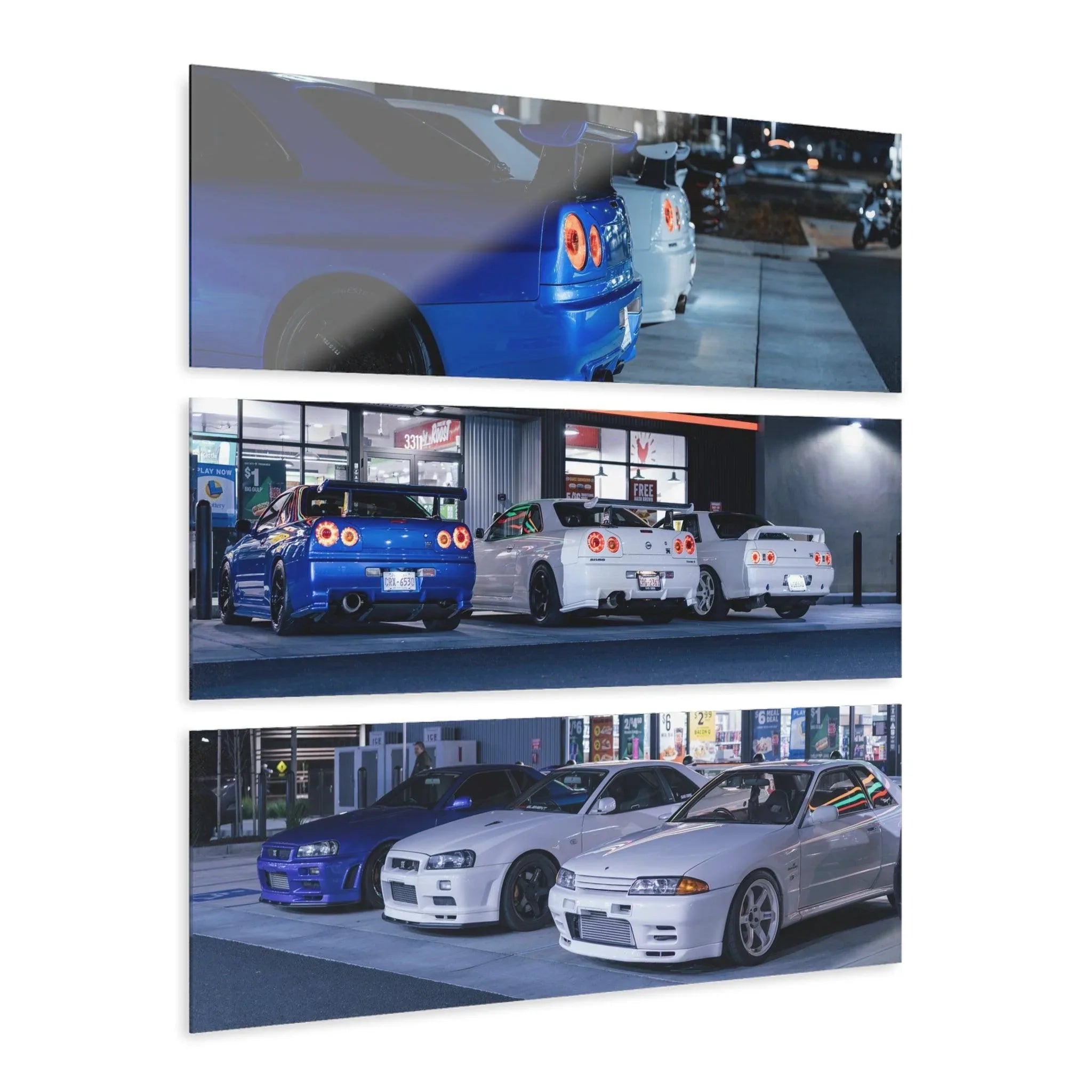 Nissan R34 GT-R Skyline 3-Piece Acrylic Wall Art #002 Display