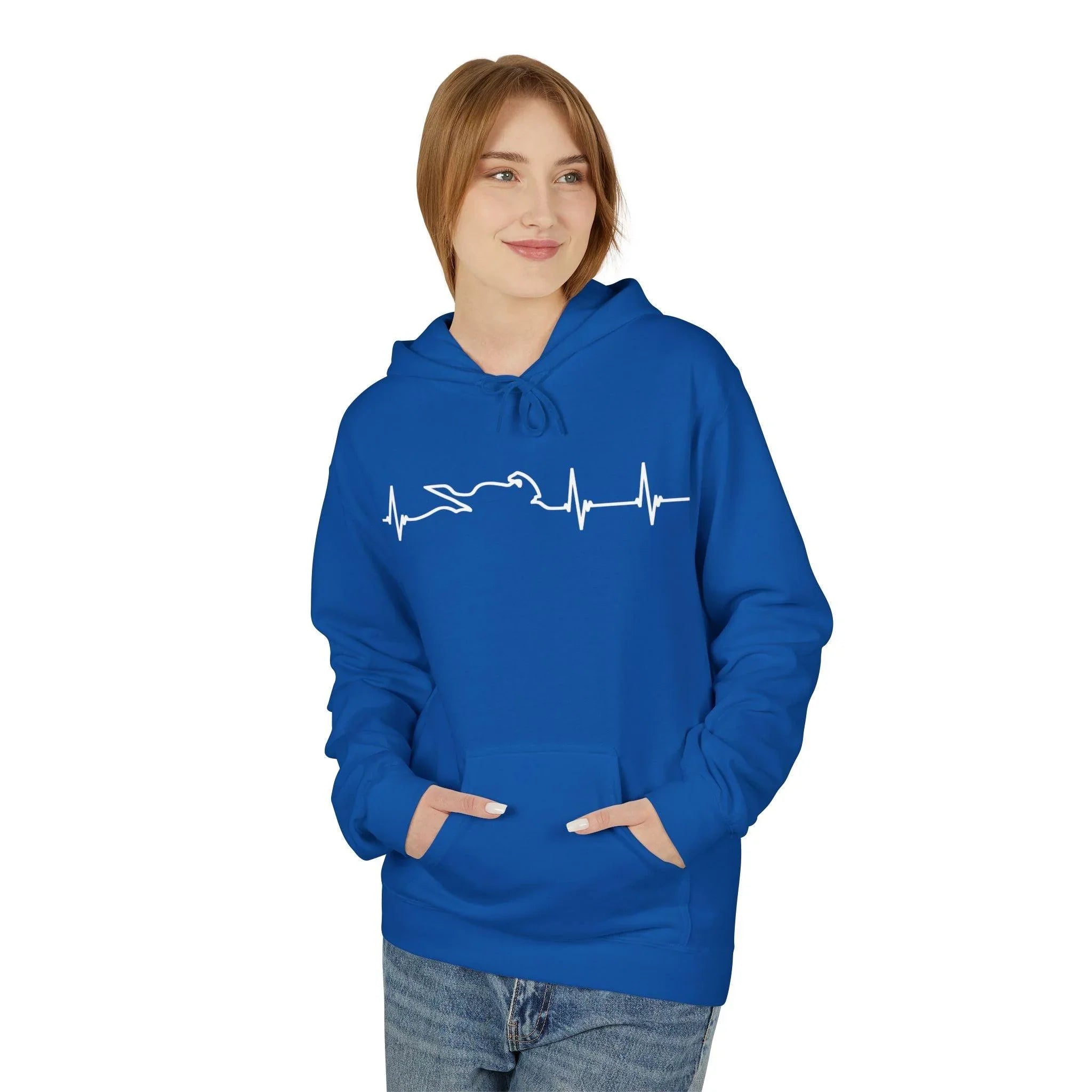 Motorcycle Passion Heartbeat Fleece Pullover Hoodie