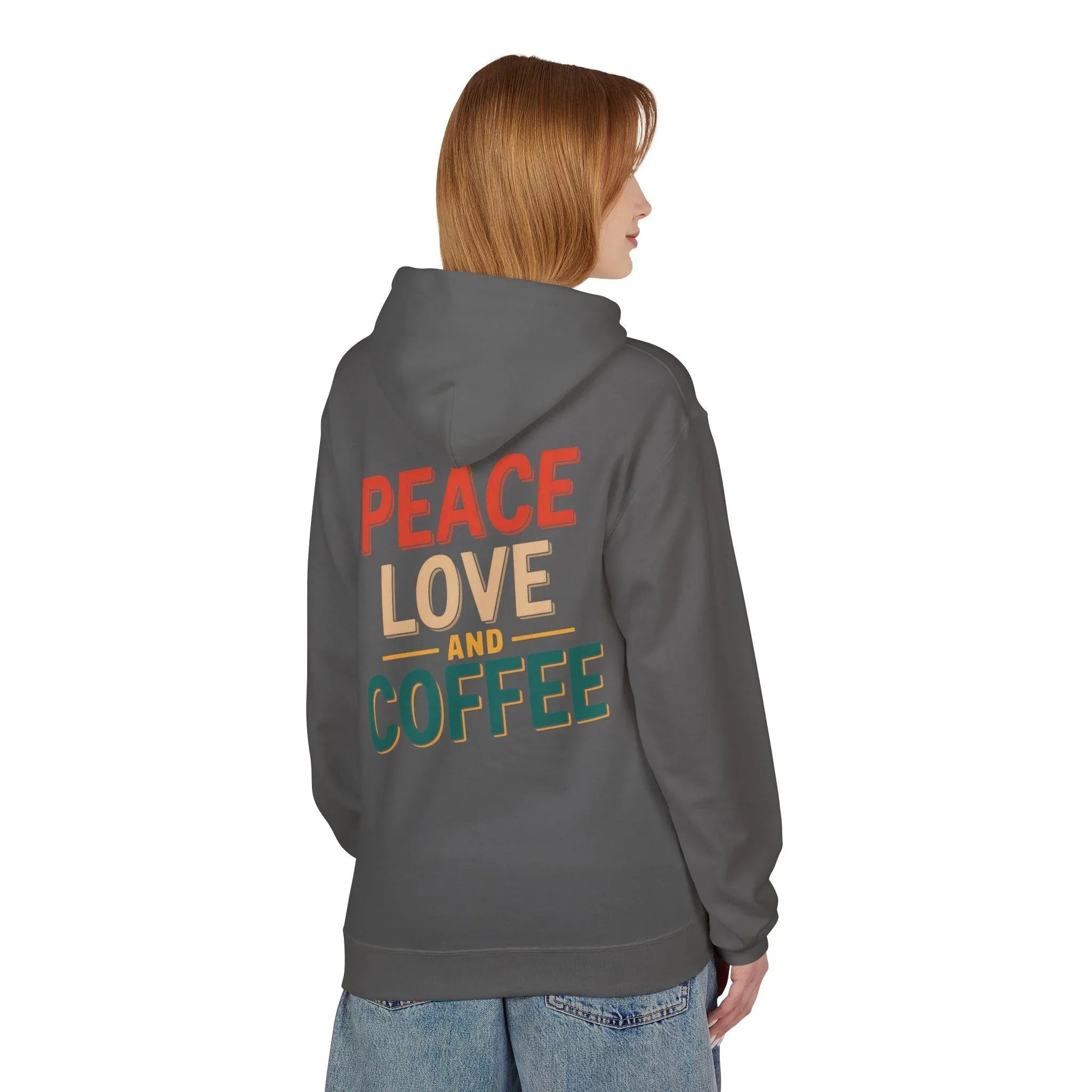 Cozy Coffee Vibes: Ultimate Peace, Love & Comfort Fleece Hoodie
