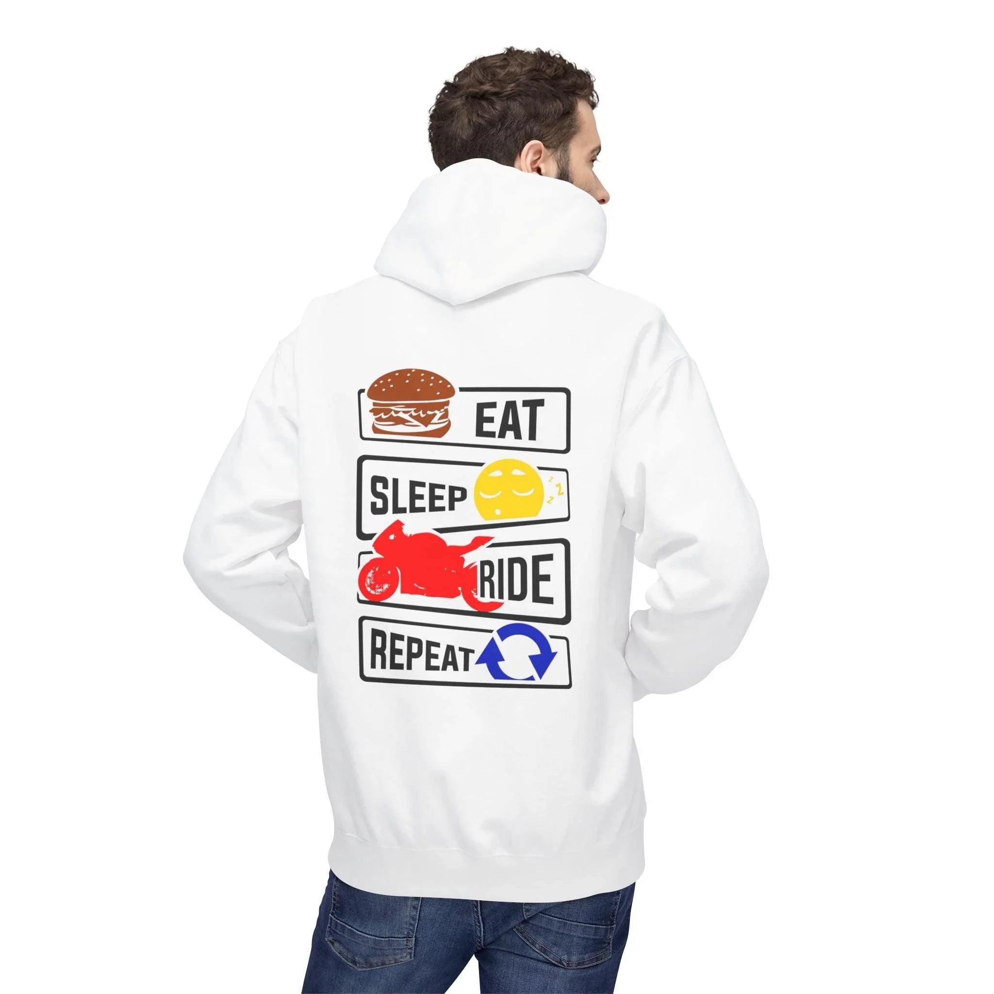 Ride in Style: Eat, Sleep, Repeat Premium Fleece Hoodie