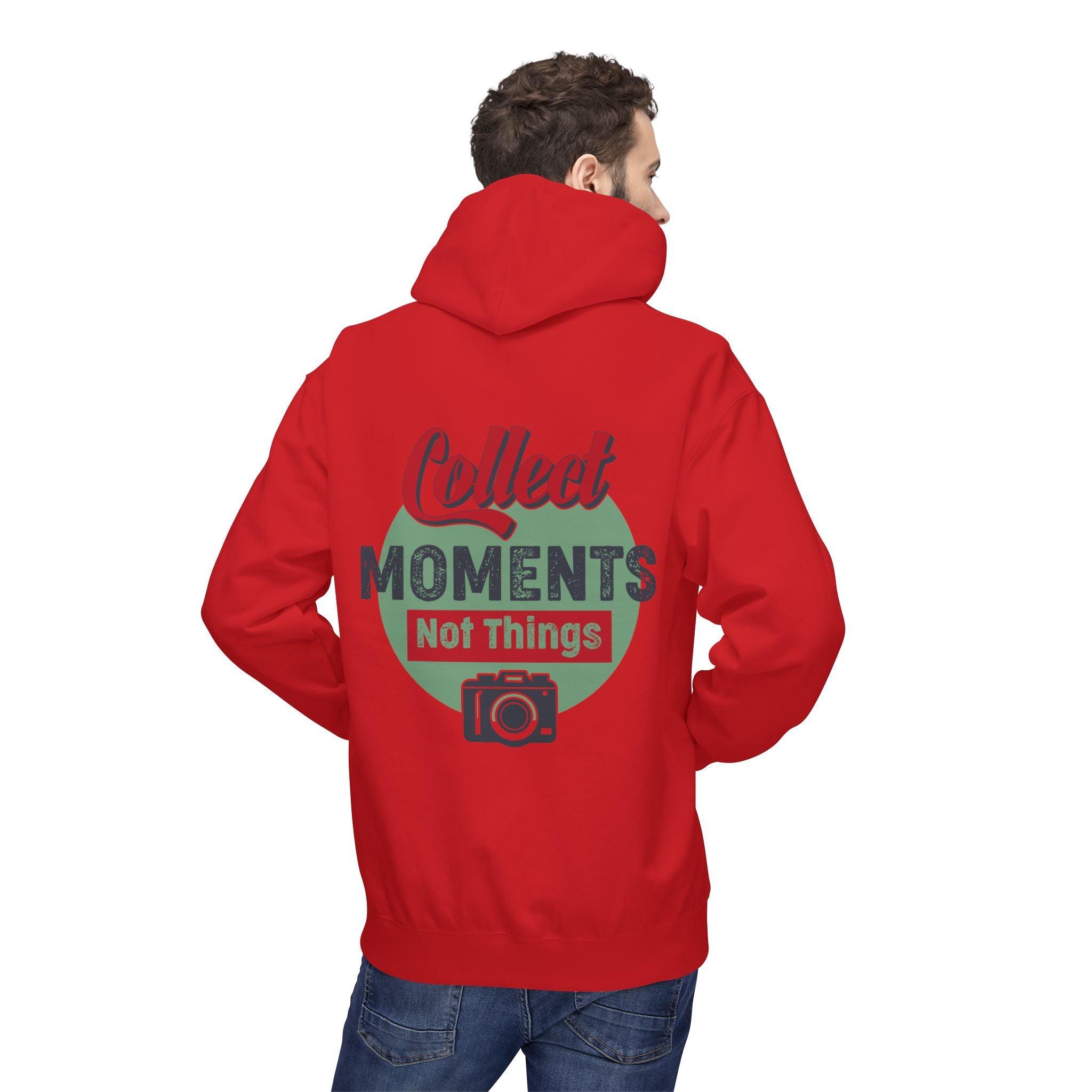 Adventure-Ready Fleece Hoodie: 'Collect Moments, Not Things' for Passionate Photographers