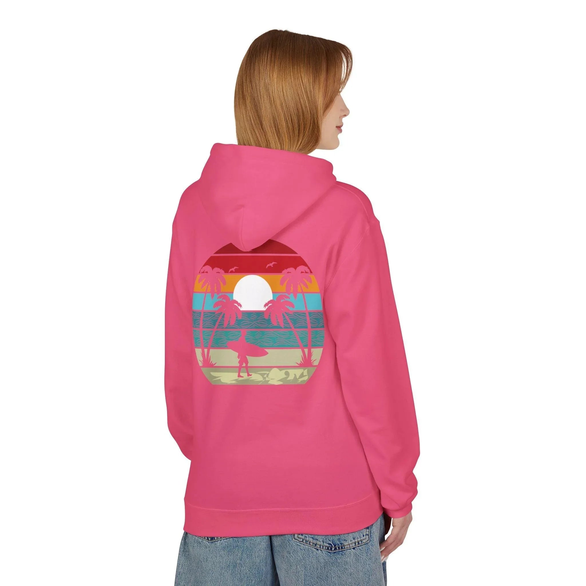 Classic Coastal Vibes Fleece Hoodie - Retro Surfer Style for Ultimate Comfort