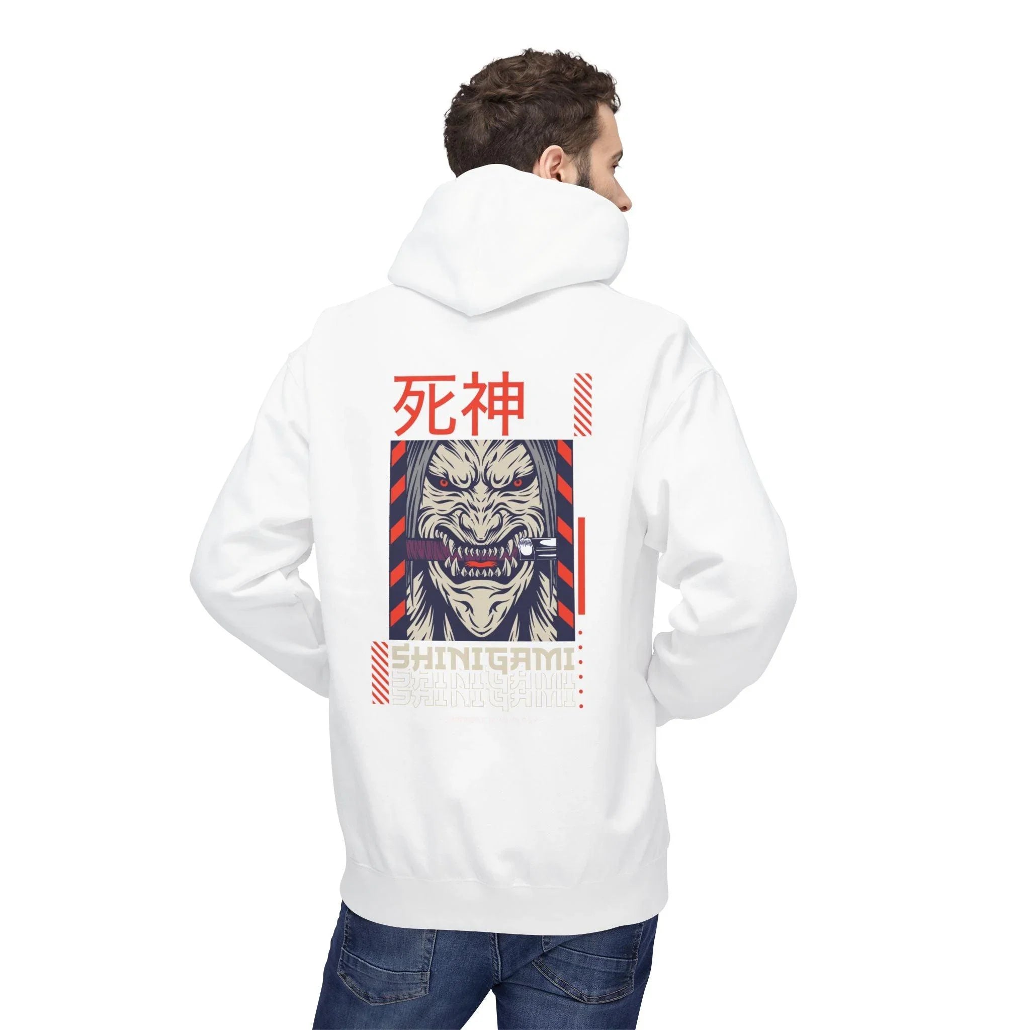 Shinigami-Inspired Japanese Streetwear Fleece Hoodie - Comfort Meets Cultural Style