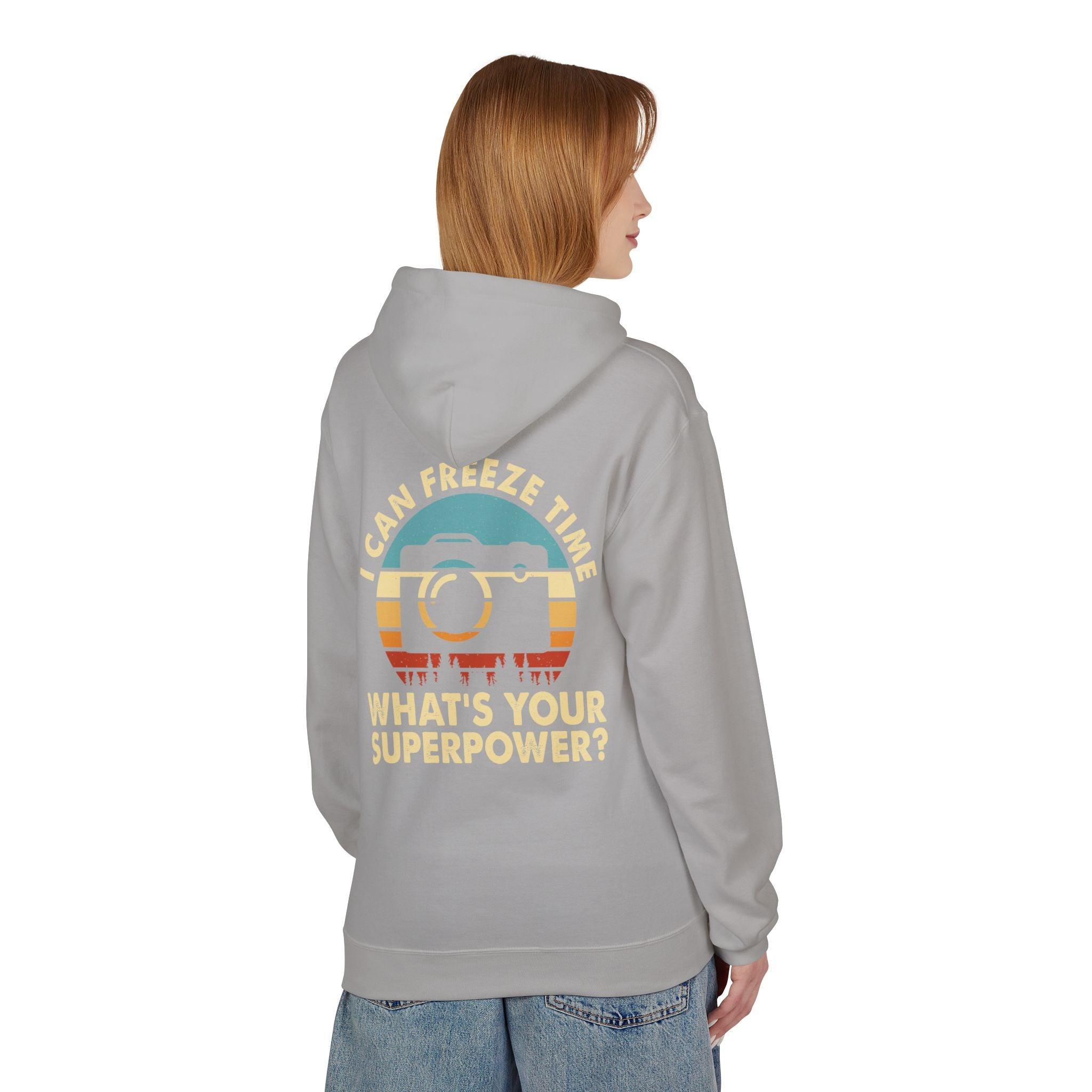 "I Can Freeze Time" Cozy Photographer's Fleece Hoodie - Perfect for Creative Souls!