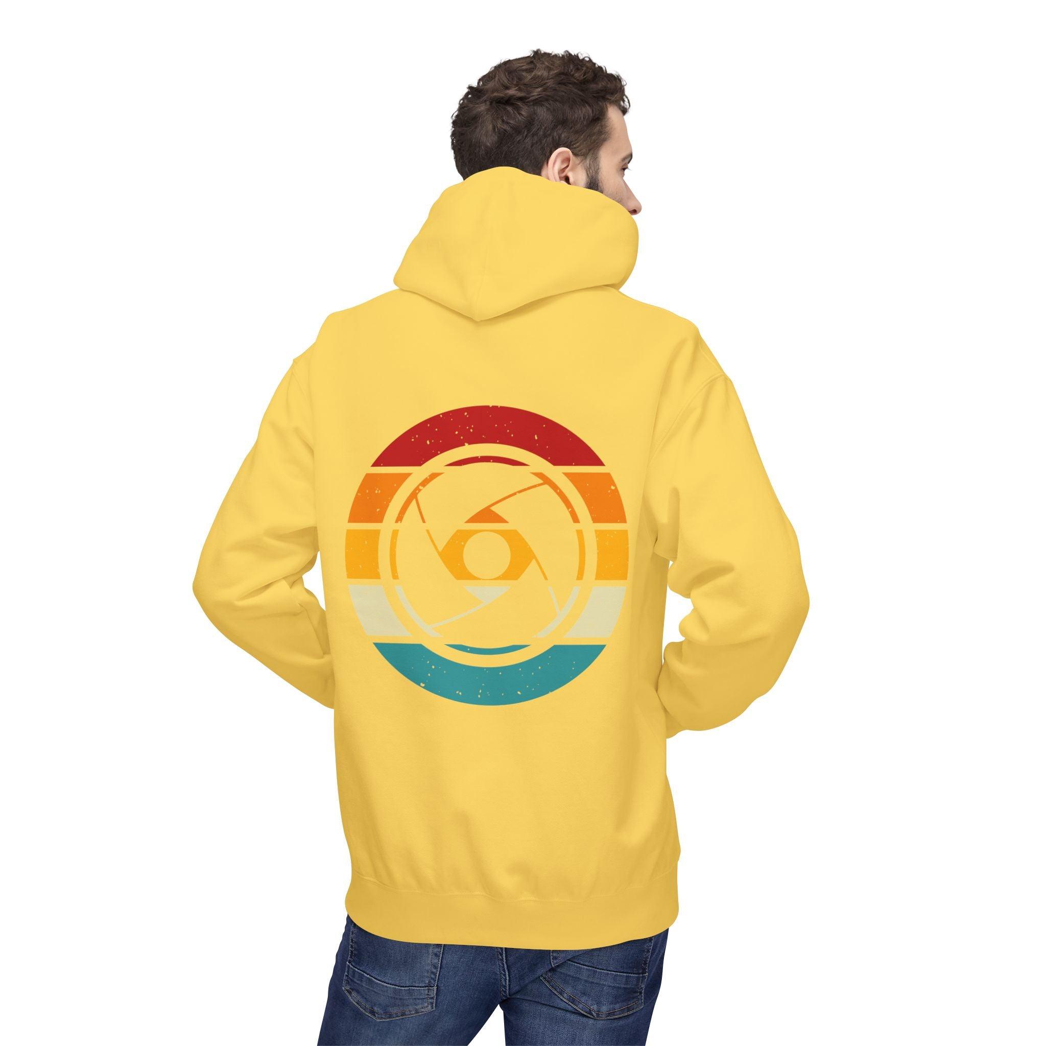 Cozy Photographer's Hoodie with Retro Aperture Design for Creative Souls