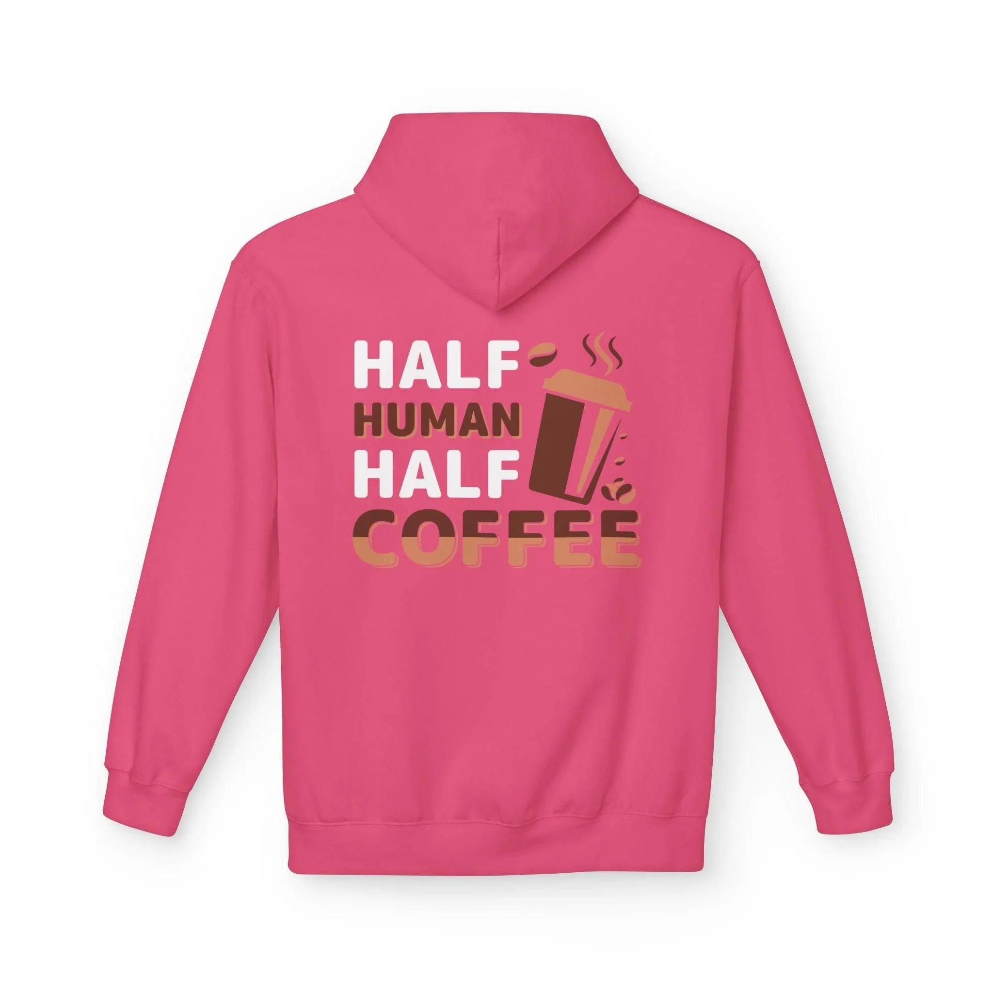 Cozy Coffee Lover's Fleece Hoodie: Half Human, Half Brewed Bliss