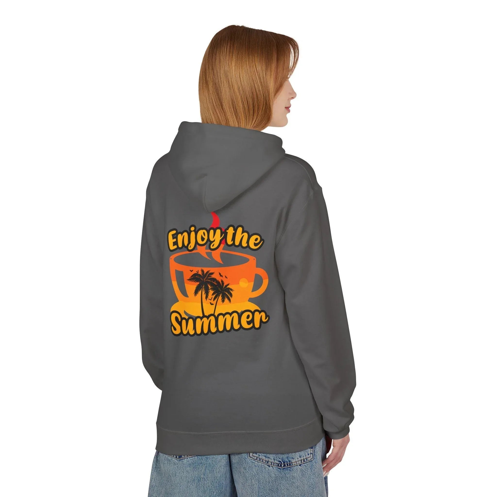 Cozy "Summer Vibes" Coffee Fleece Hoodie for Ultimate Comfort and Style