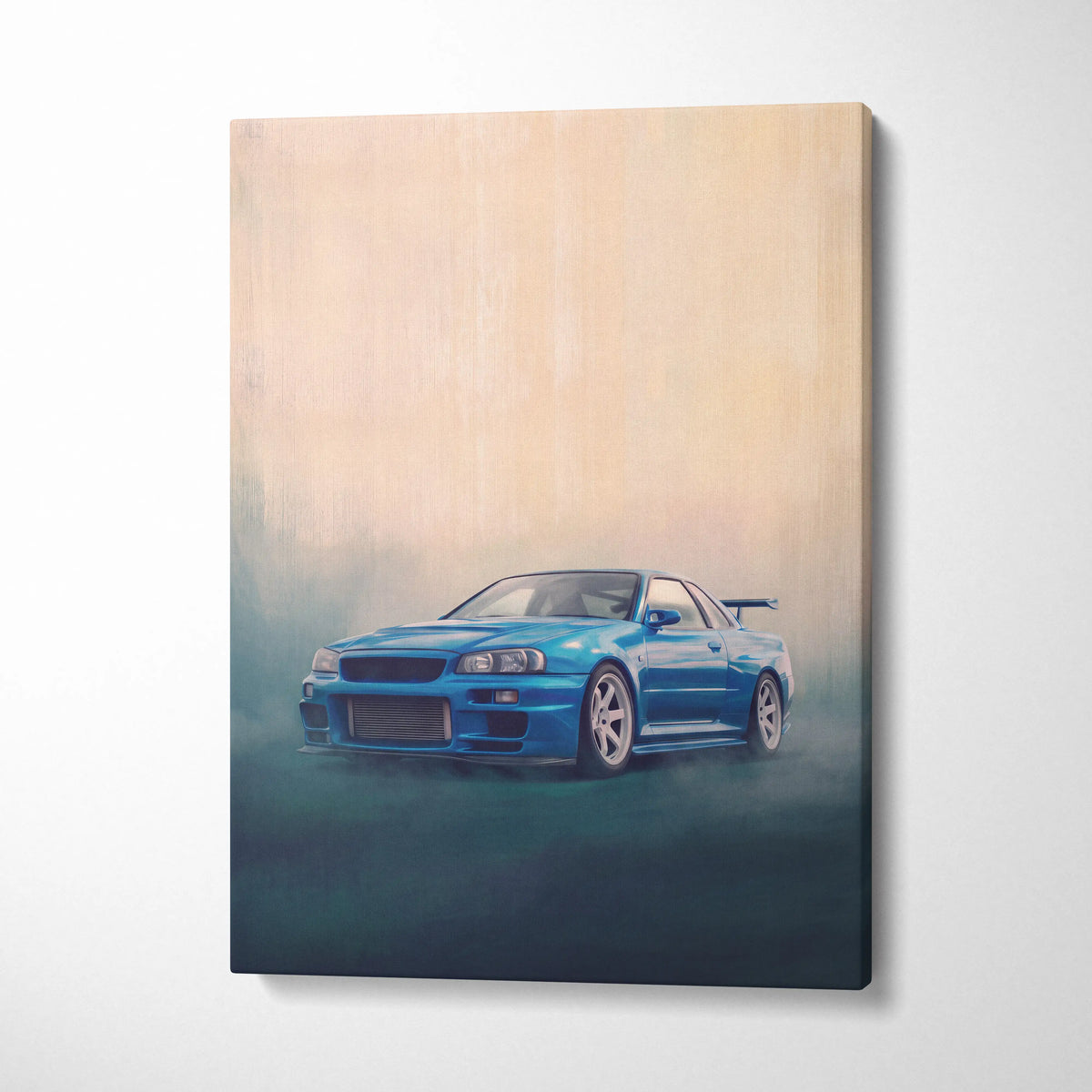 Nissan Skyline GT-R R34 Inspired Car Wall Art - Blue JDM Motorsport Canvas Print