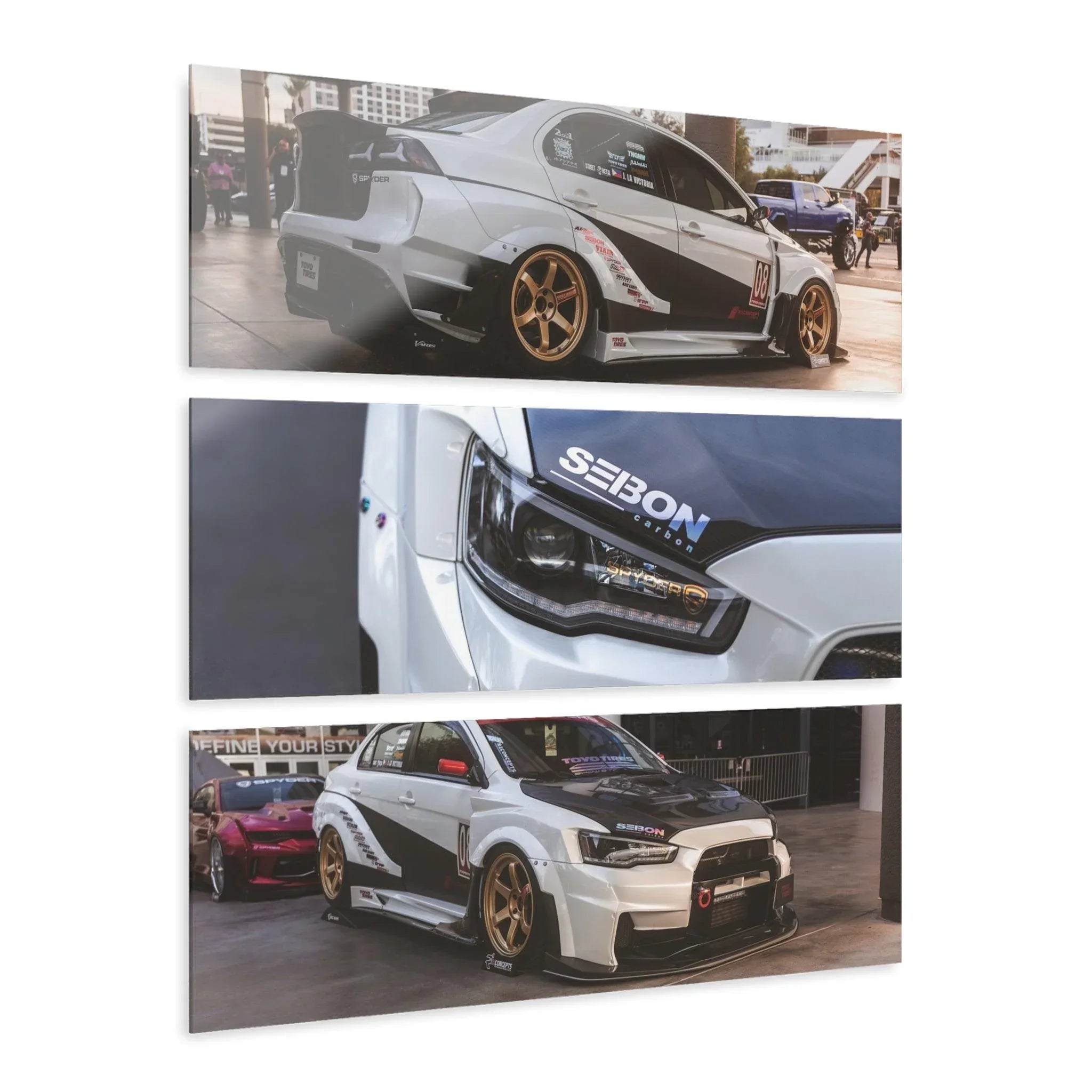 Mitsubishi Evo 10 3-Piece Acrylic Wall Art #002 for Decor