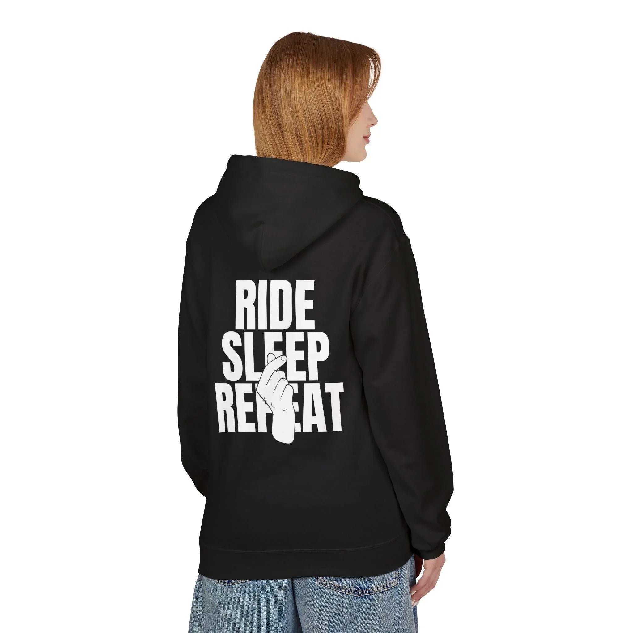 Cozy Comfort "Ride, Sleep, Repeat" Fleece Hoodie