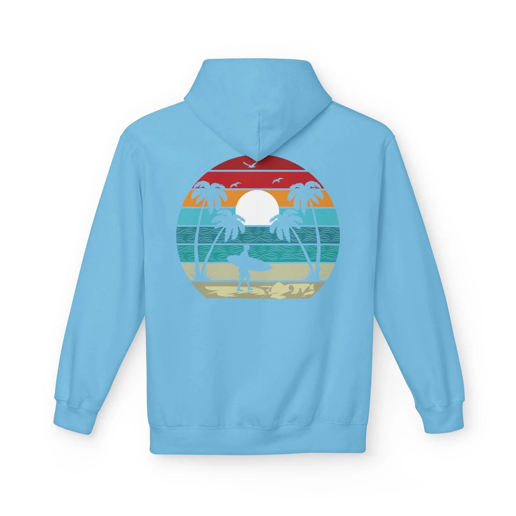 Classic Coastal Vibes Fleece Hoodie - Retro Surfer Style for Ultimate Comfort