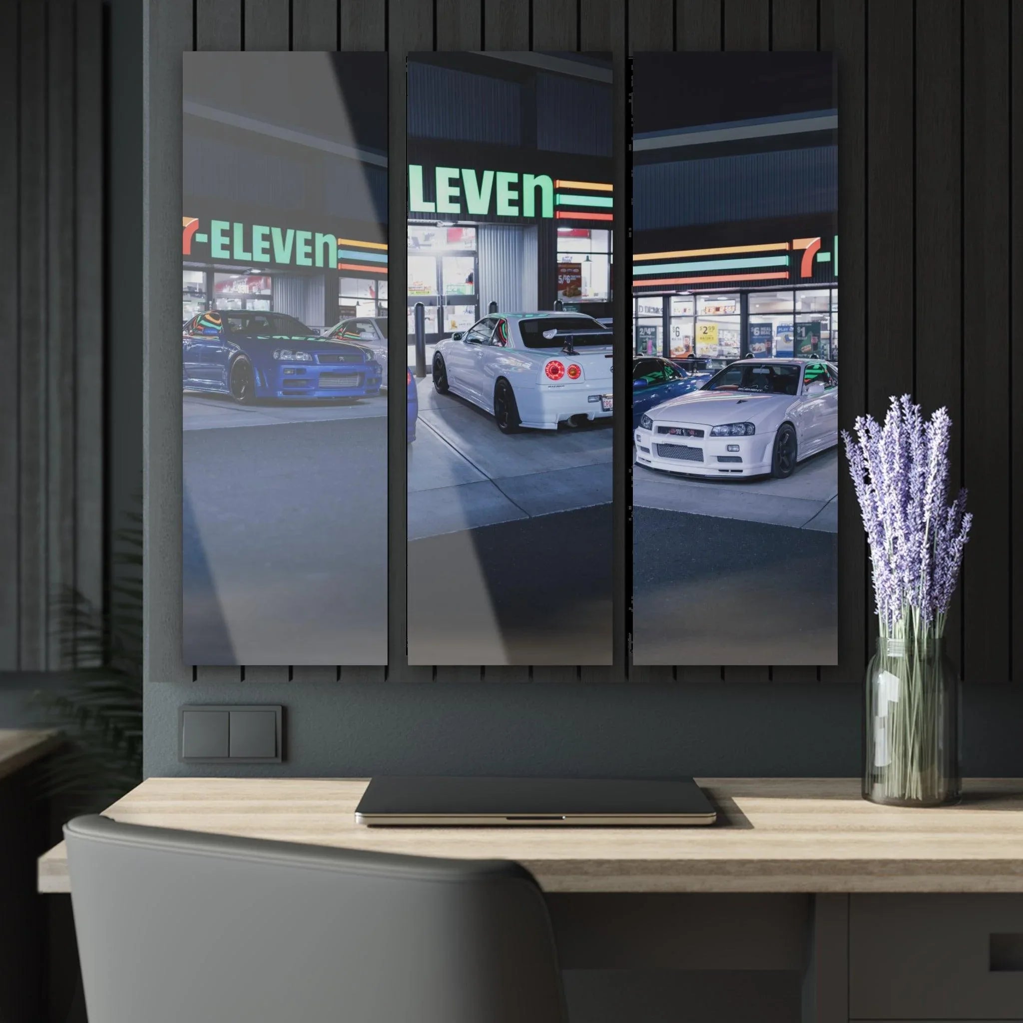 Nissan R34 GT-R Skyline 3-Piece Acrylic Wall Art #001 Decor