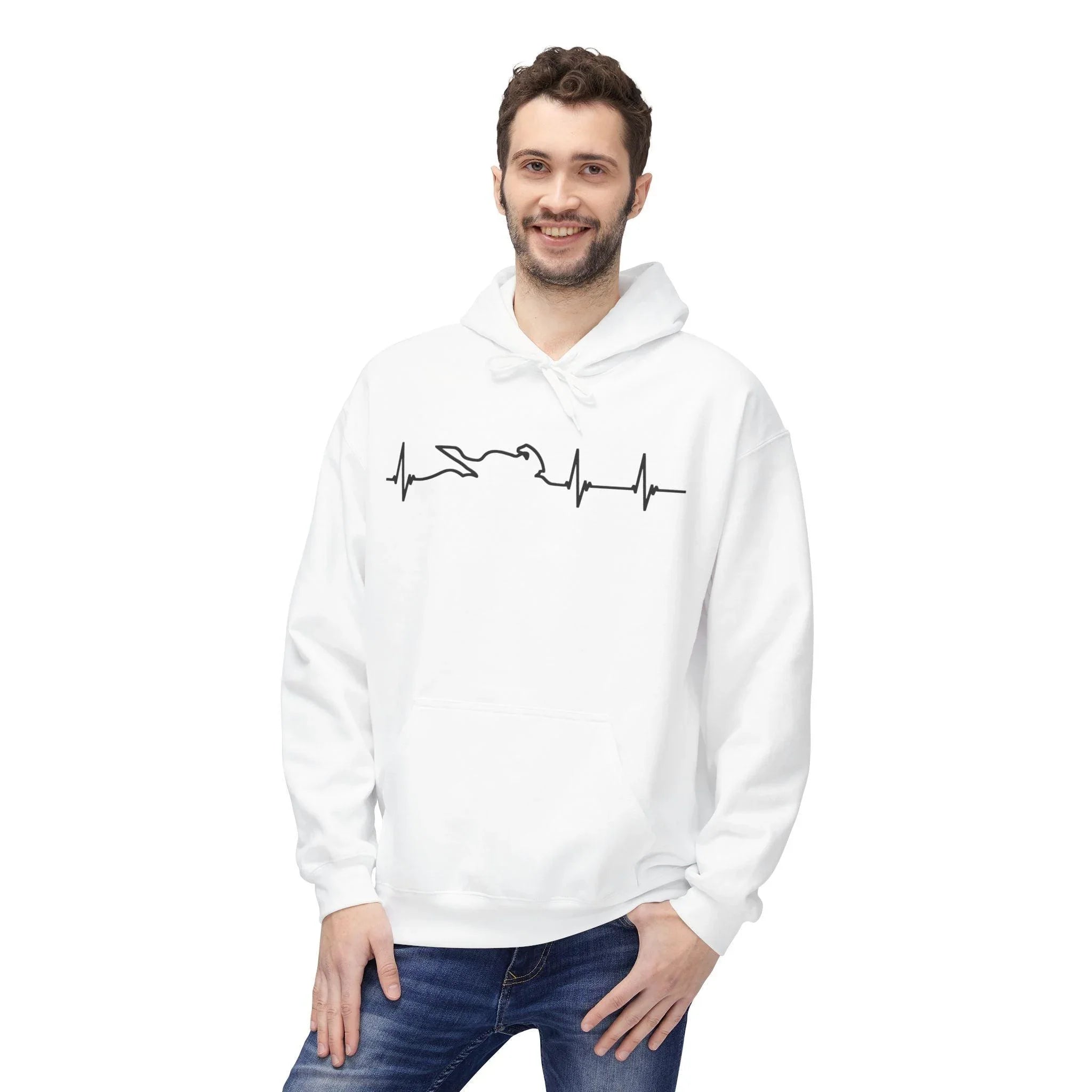Motorcycle Passion Heartbeat Fleece Pullover Hoodie