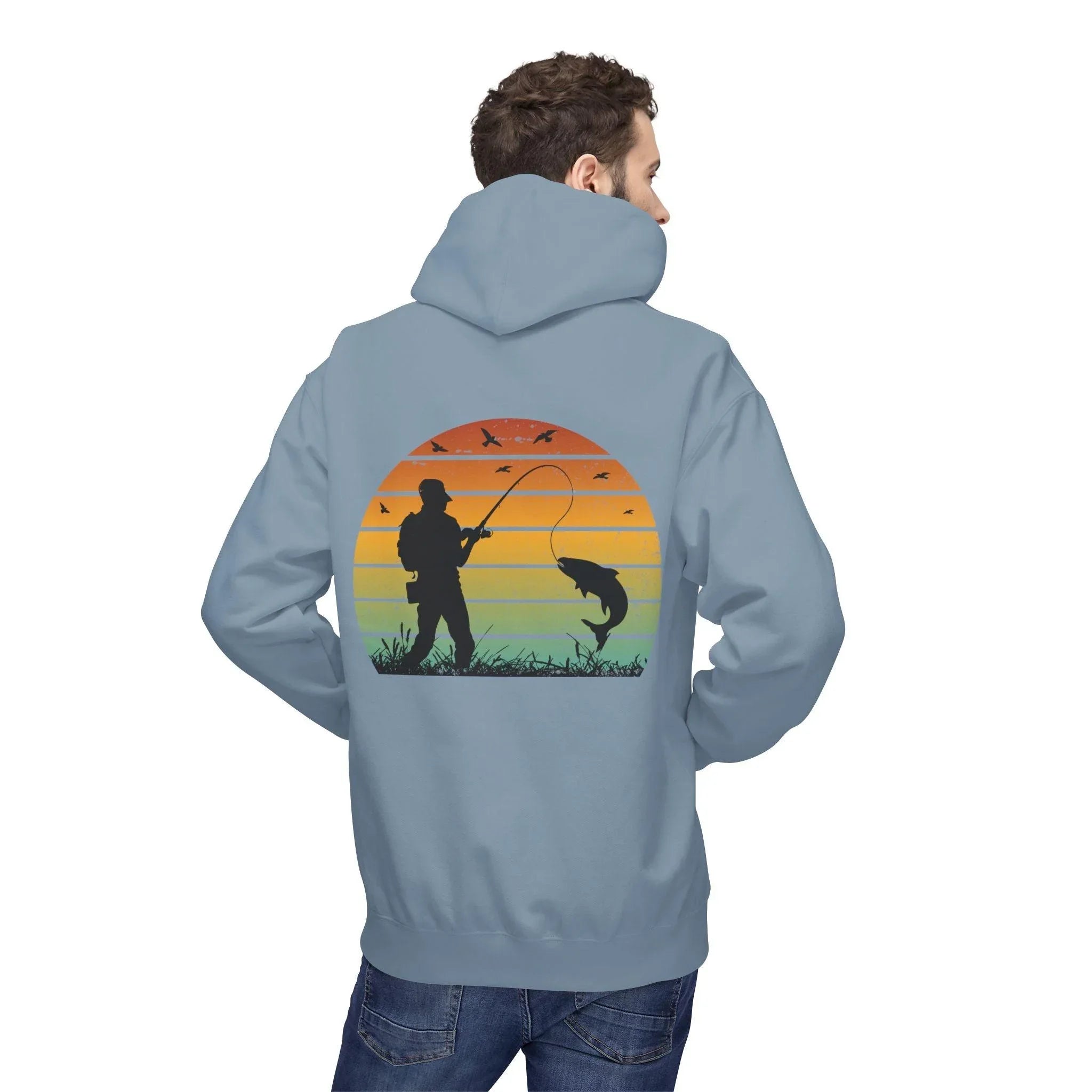 Ultimate Retro Fishing Fleece Hoodie for Comfort and Style