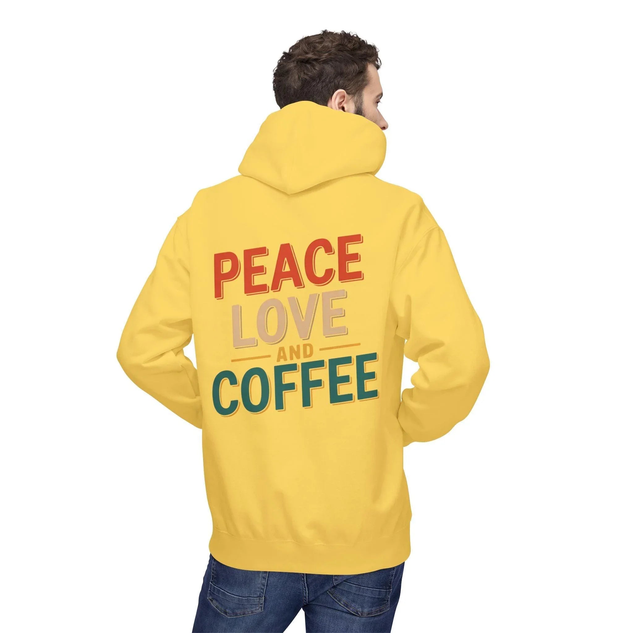 Cozy Coffee Vibes: Ultimate Peace, Love & Comfort Fleece Hoodie