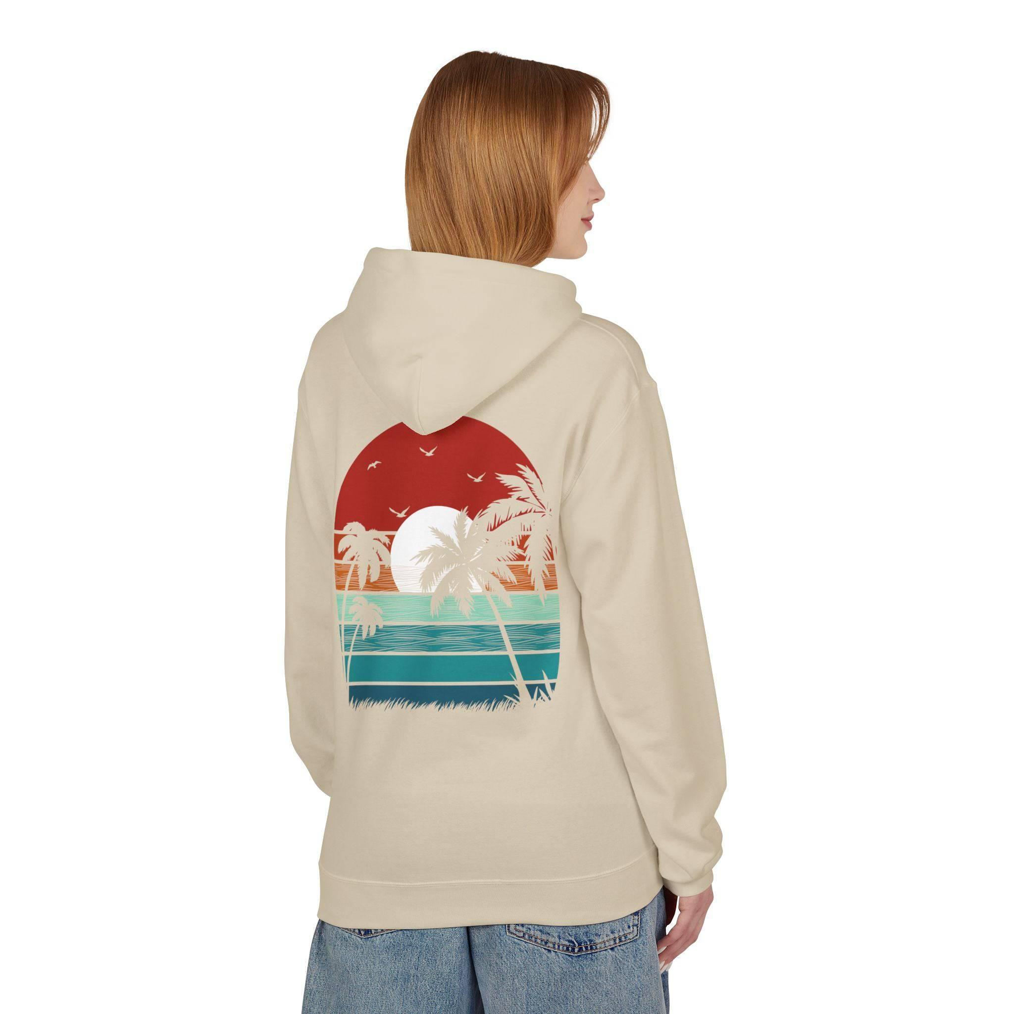 Cozy Retro Palm Tree Sunset Fleece Pullover Hoodie for Ultimate Comfort