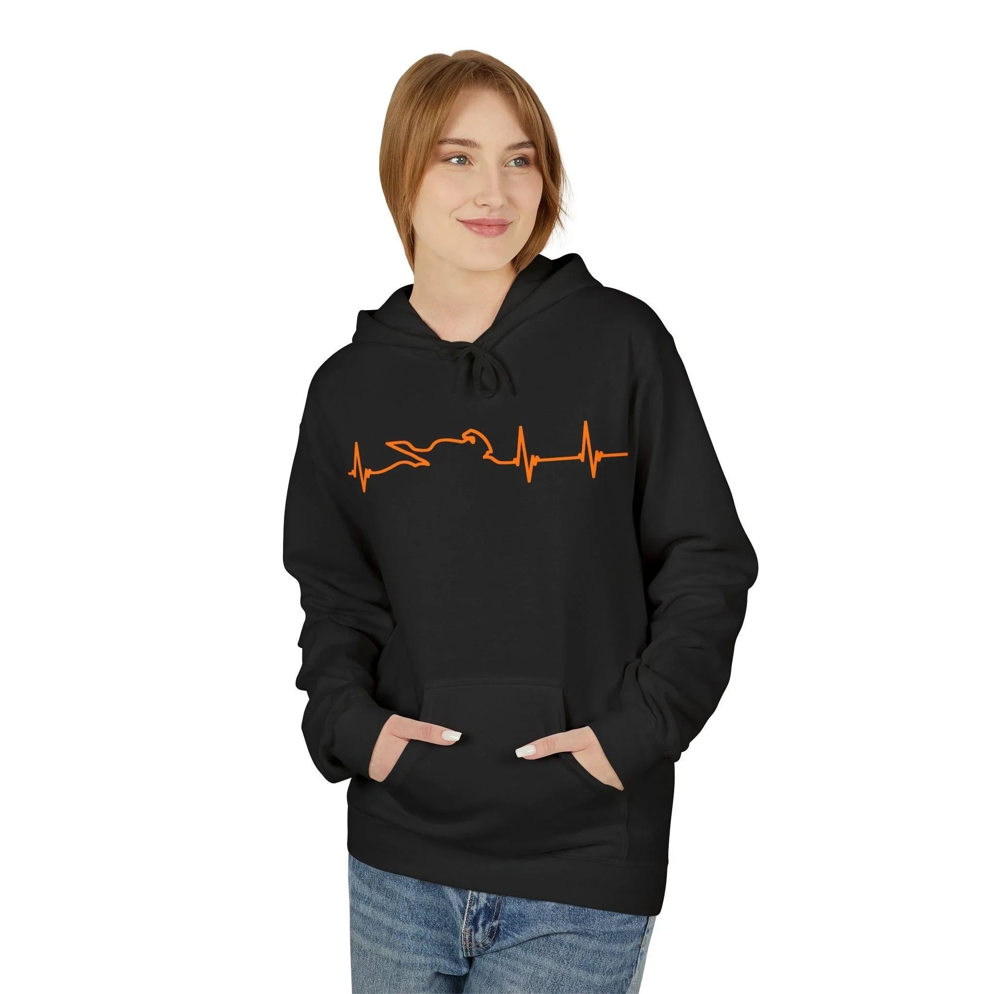 Motorcycle Passion Heartbeat Fleece Pullover Hoodie
