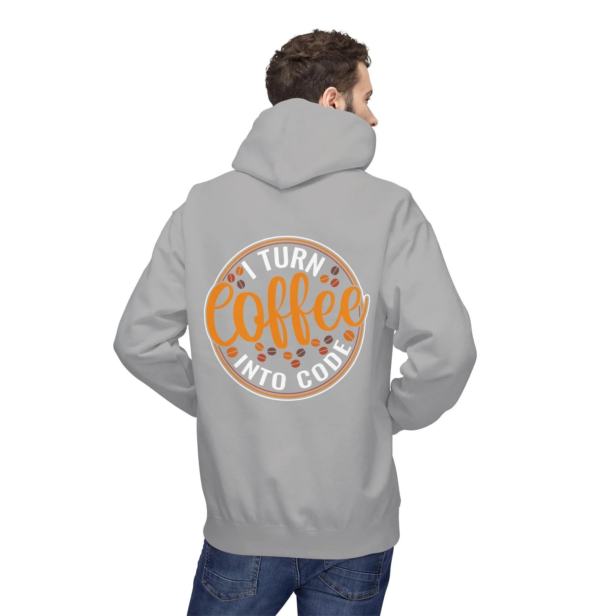 "I Turn Coffee Into Code" Cozy Hoodie for Coders and Tech Lovers