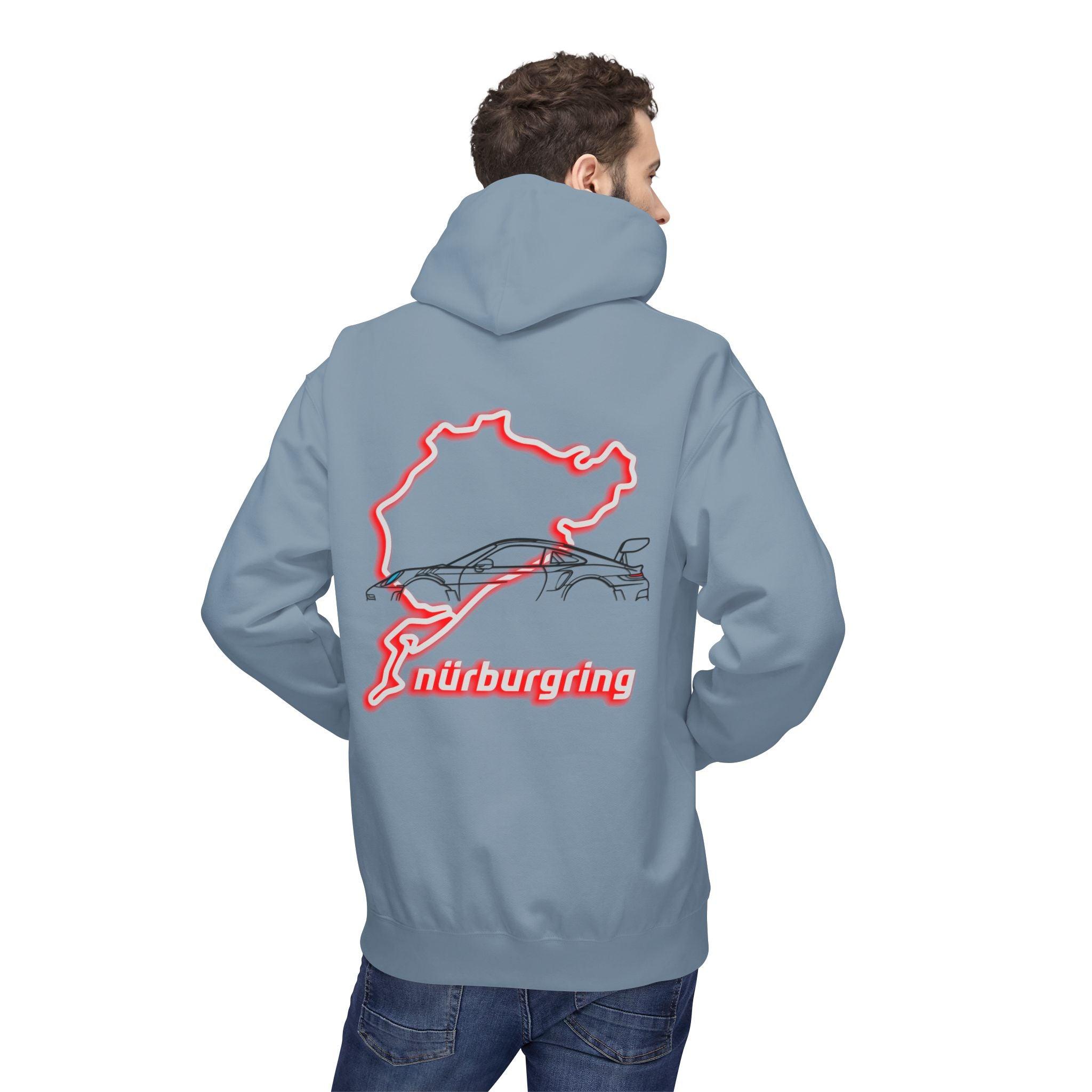 Porsche GT3RS Red Eyes Fleece Hoodie - Nürburgring Race Track Style