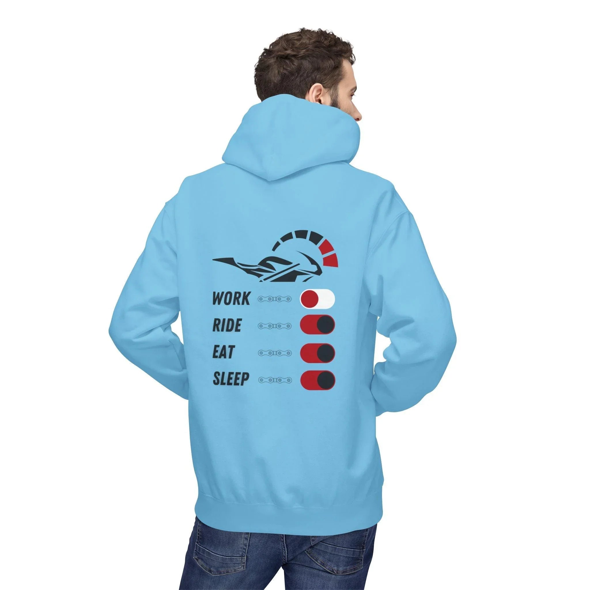 Throttle Designs Adventure Fleece Hoodie - "Live to Ride, Eat, Sleep"